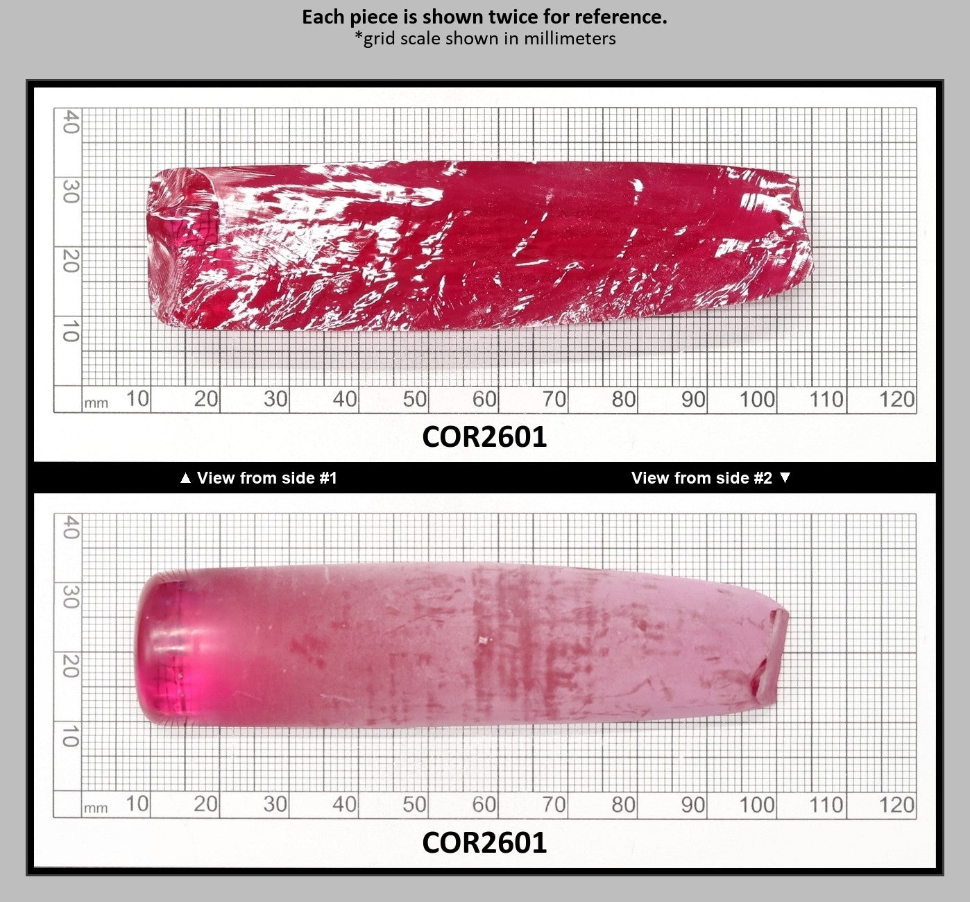 Vivid Pink #3 Lab Created Corundum Sapphire Faceting Rough for Gem Cutting - Various Sizes - Split Boule : COR2601