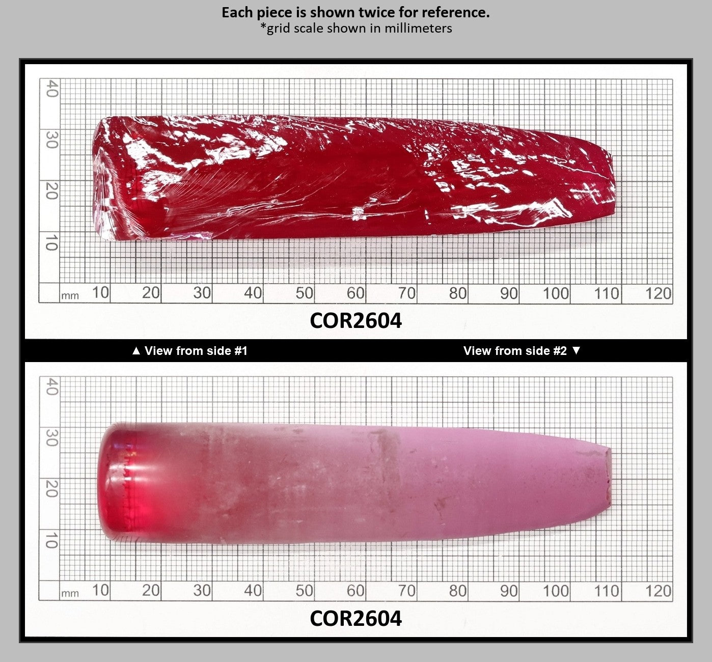Vivid Pink #3.5 Lab Created Corundum Sapphire Faceting Rough for Gem Cutting - Various Sizes - Split Boule : COR2604