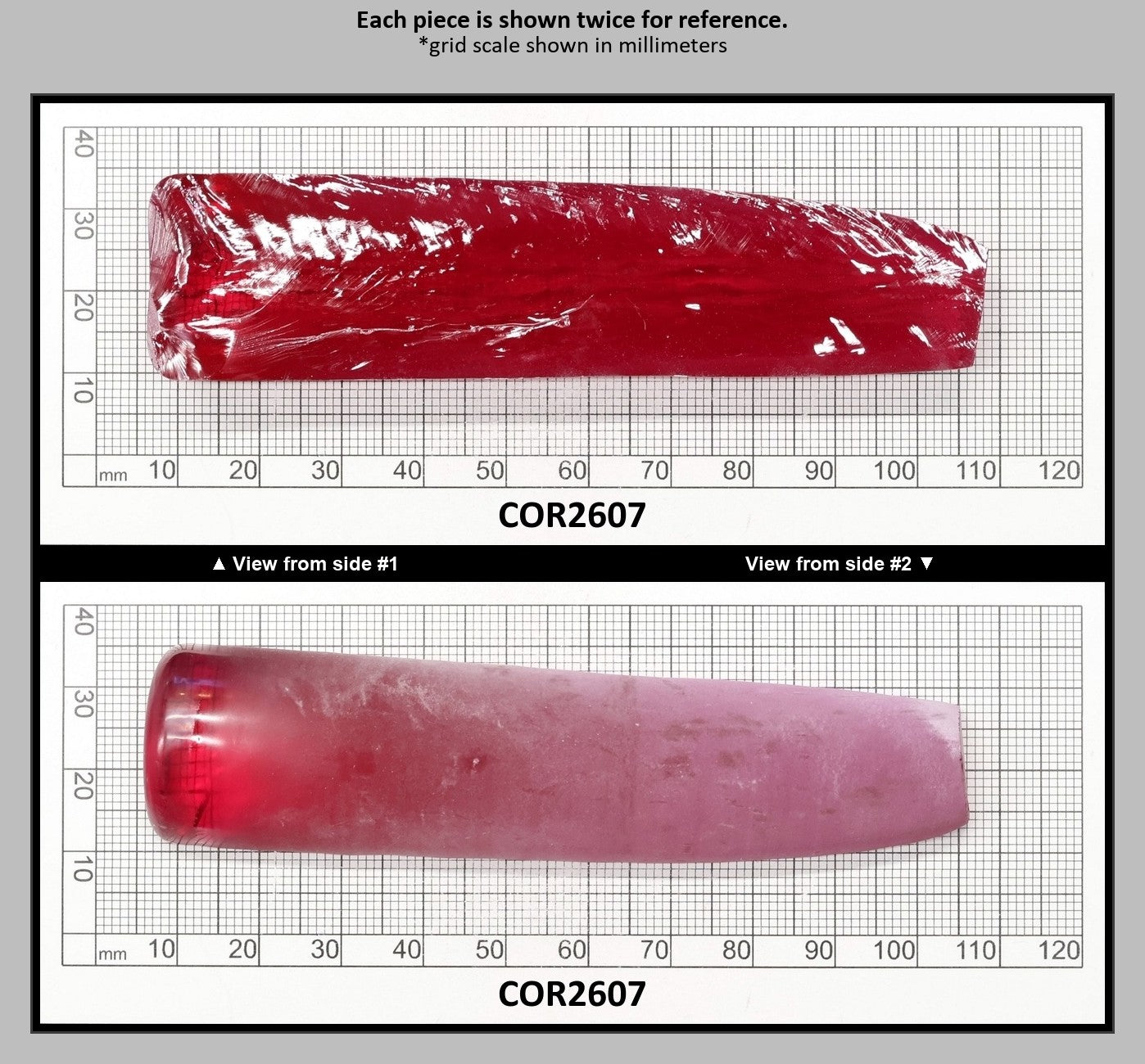Vivid Pink #3.5 Lab Created Corundum Sapphire Faceting Rough for Gem Cutting - Various Sizes - Split Boule : COR2607
