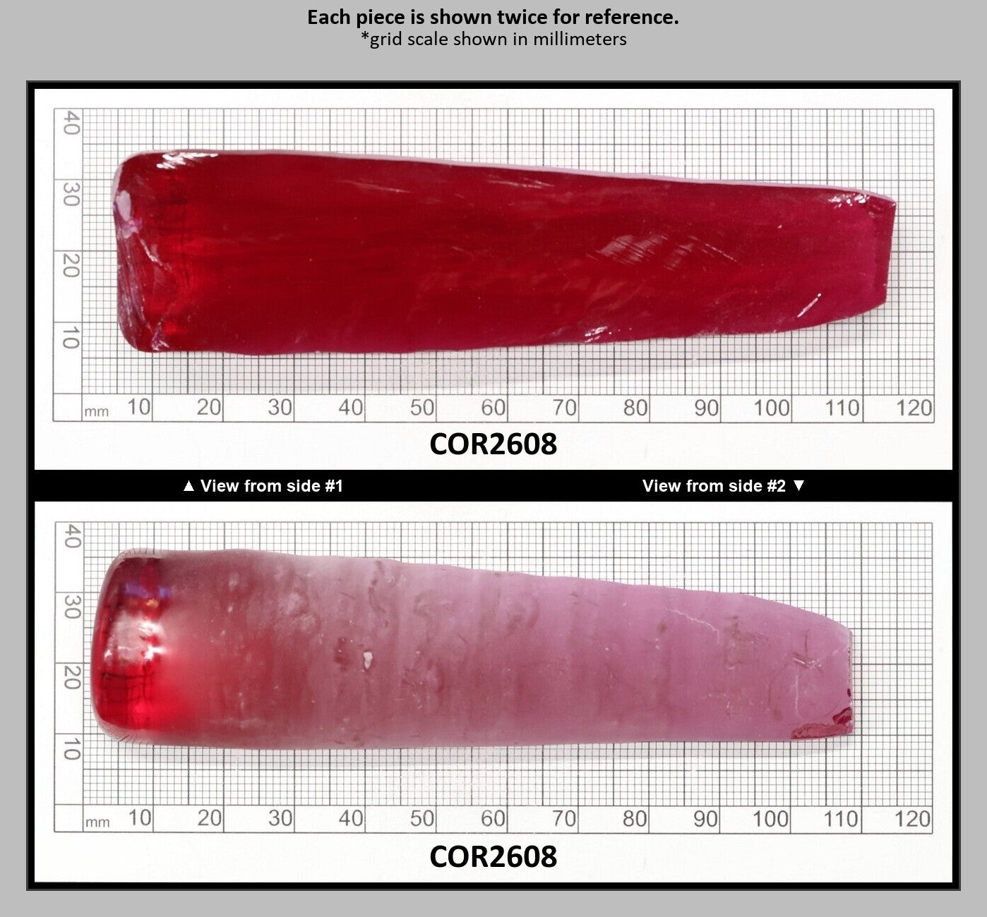 Vivid Pink #3.5 Lab Created Corundum Sapphire Faceting Rough for Gem Cutting - Various Sizes - Split Boule : COR2608