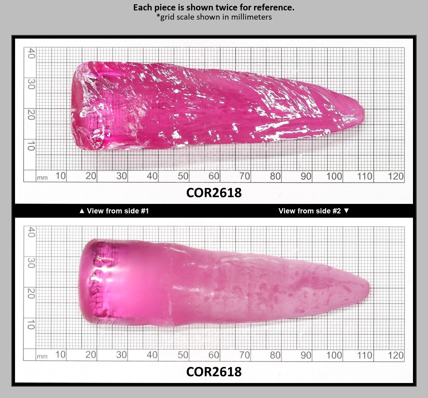 Light Bright Pink #2 Lab Created Corundum Sapphire Faceting Rough for Gem Cutting - Various Sizes - Split Boule : COR2618