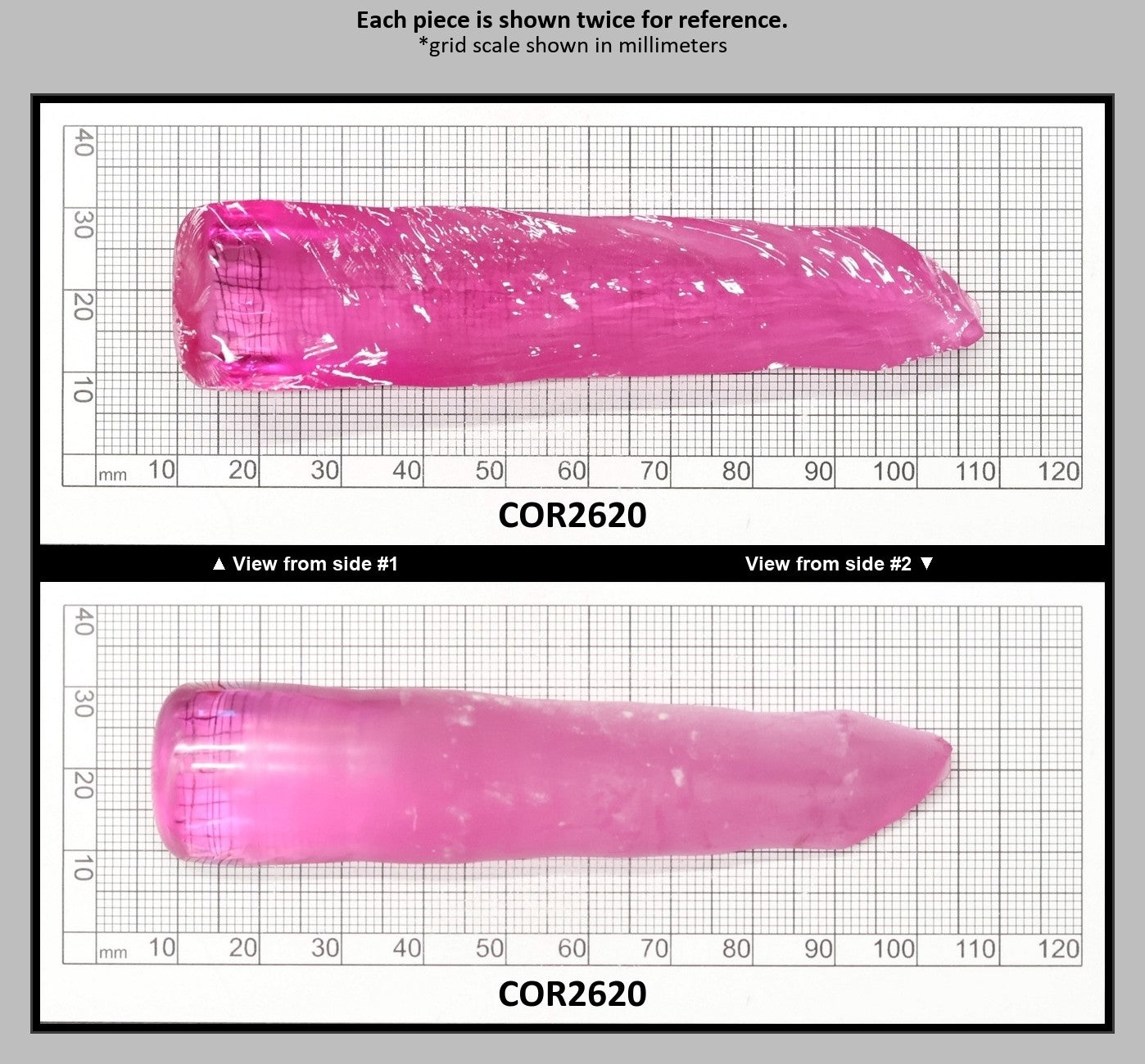 Light Bright Pink #2 Lab Created Corundum Sapphire Faceting Rough for Gem Cutting - Various Sizes - Split Boule : COR2620