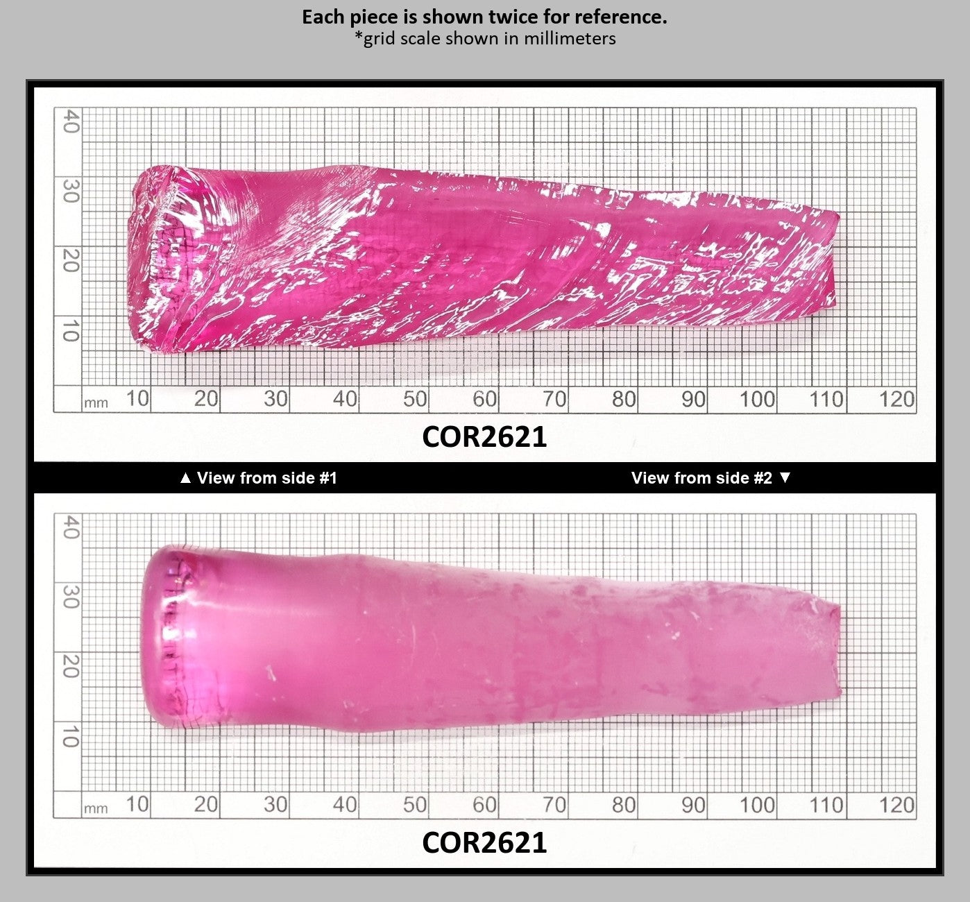 Light Bright Pink #2 Lab Created Corundum Sapphire Faceting Rough for Gem Cutting - Various Sizes - Split Boule : COR2621