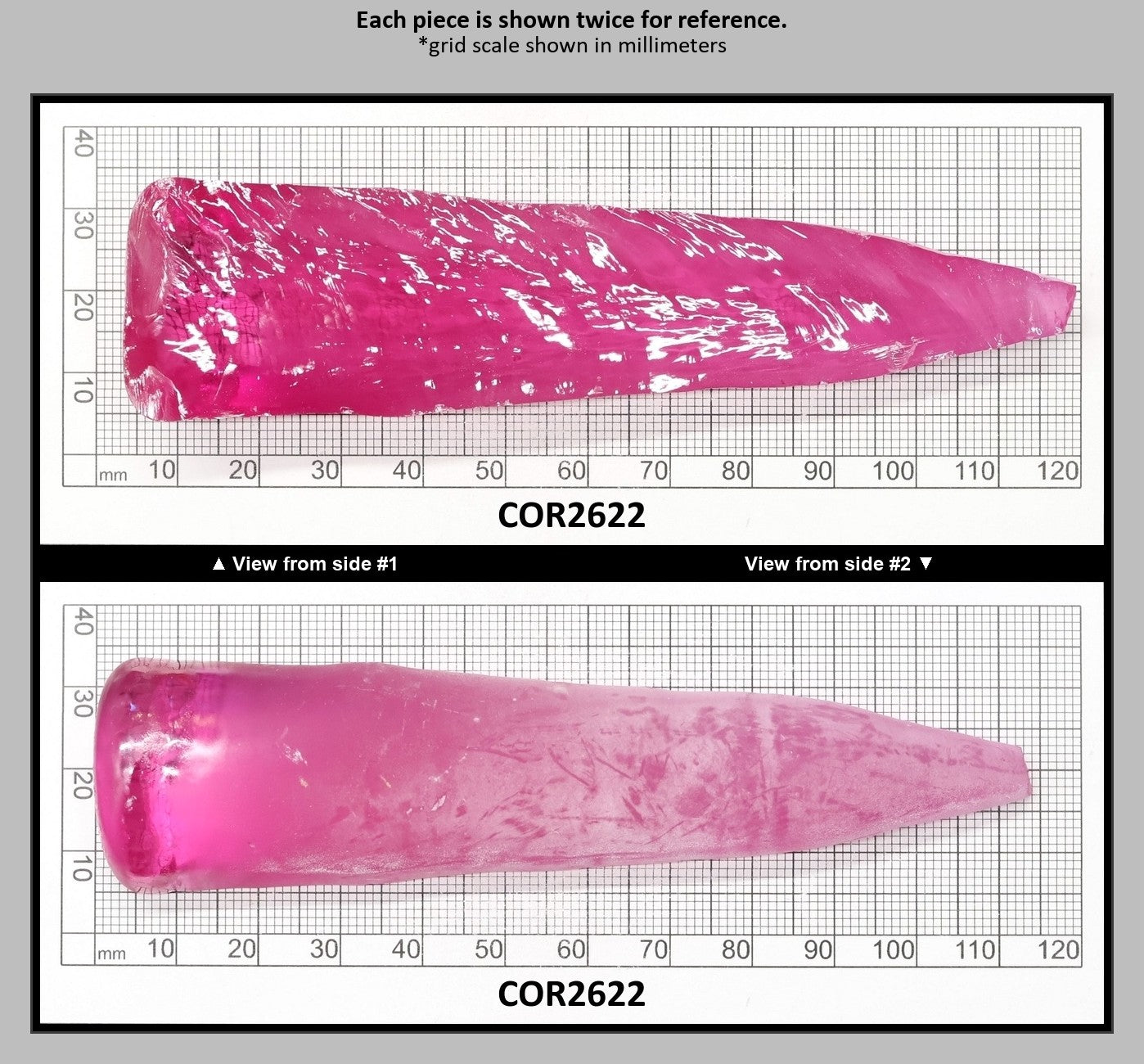 Light Bright Pink #2 Lab Created Corundum Sapphire Faceting Rough for Gem Cutting - Various Sizes - Split Boule : COR2622