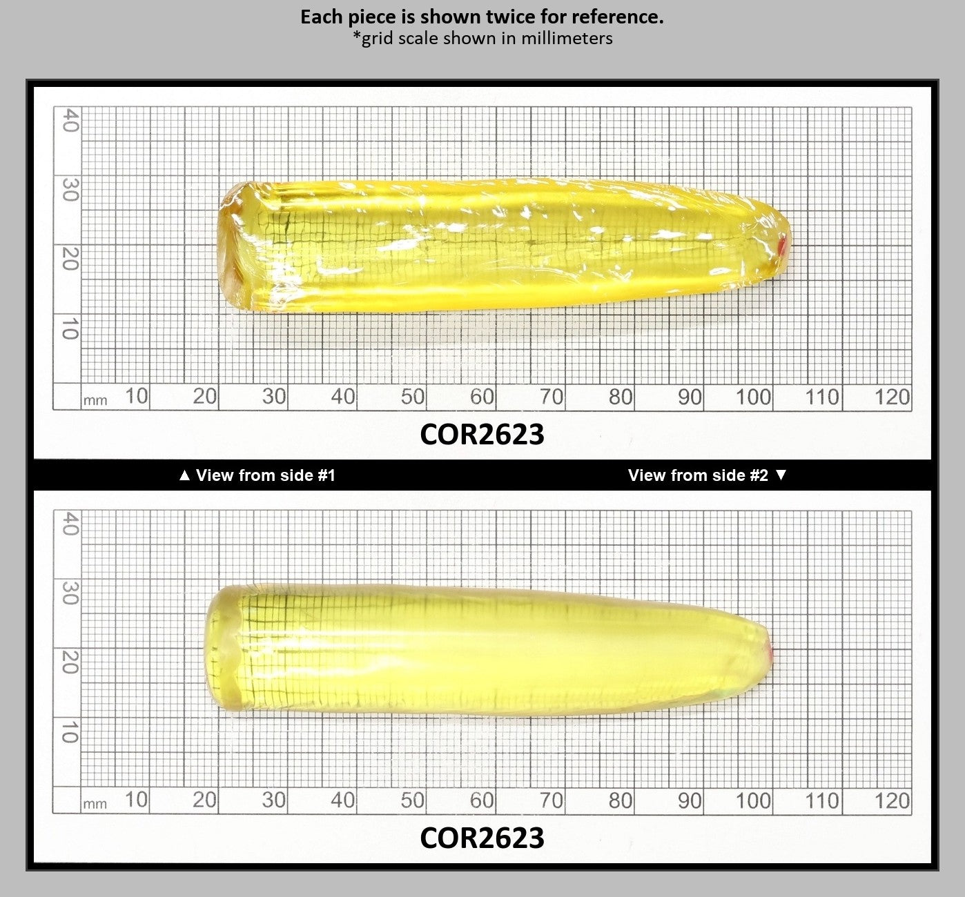 Yellow Topaz #20 Lab Created Corundum Sapphire Faceting Rough for Gem Cutting - Various Sizes - Split Boule : COR2623