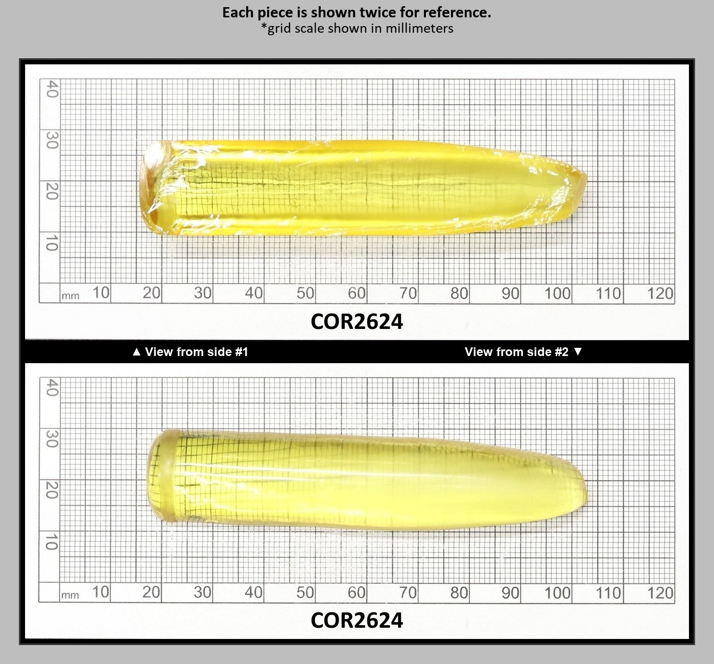 Yellow Topaz #20 Lab Created Corundum Sapphire Faceting Rough for Gem Cutting - Various Sizes - Split Boule : COR2624