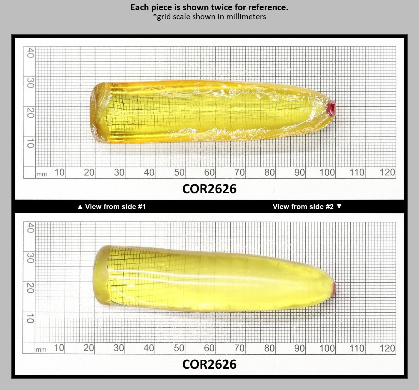 Yellow Topaz #20 Lab Created Corundum Sapphire Faceting Rough for Gem Cutting - Various Sizes - Split Boule : COR2626