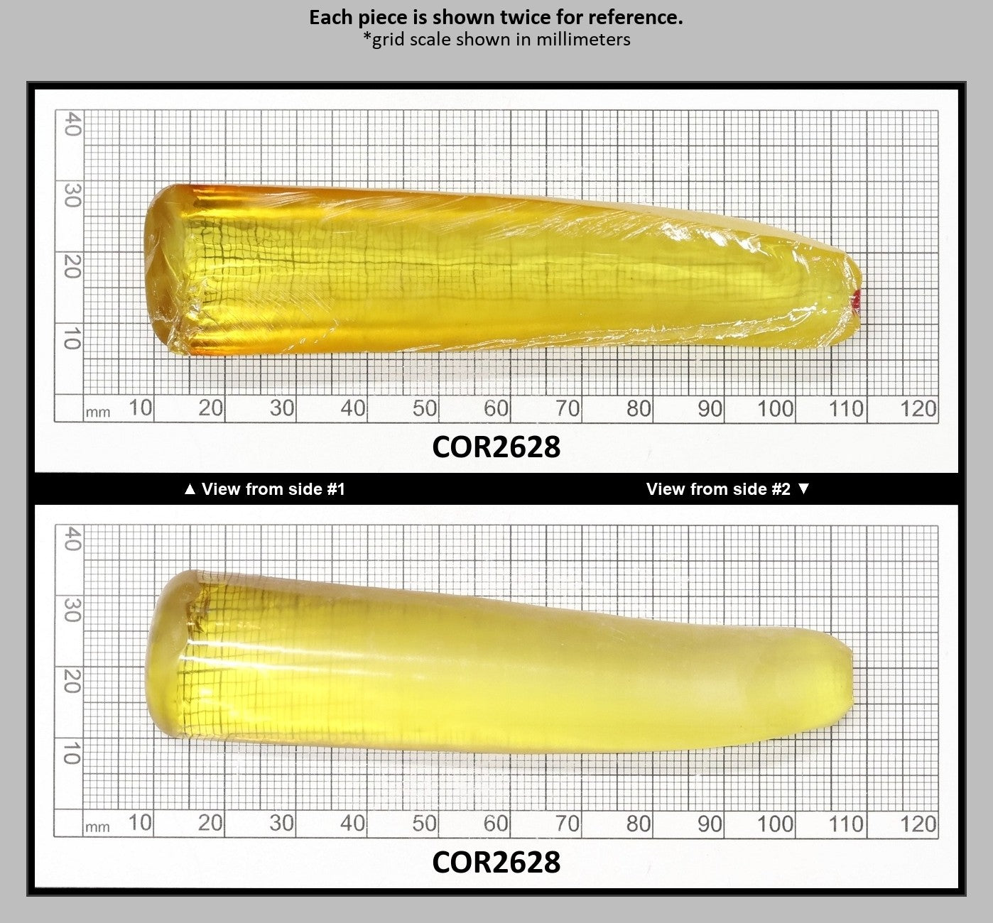 Yellow Topaz #20 Lab Created Corundum Sapphire Faceting Rough for Gem Cutting - Various Sizes - Split Boule : COR2628