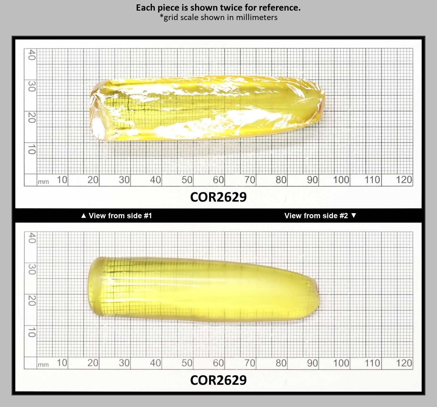 Yellow Topaz #20 Lab Created Corundum Sapphire Faceting Rough for Gem Cutting - Various Sizes - Split Boule : COR2629