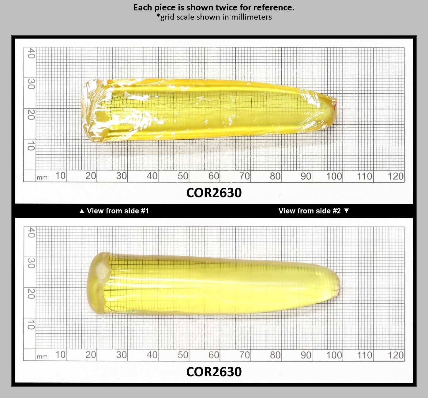 Yellow Topaz #20 Lab Created Corundum Sapphire Faceting Rough for Gem Cutting - Various Sizes - Split Boule : COR2630