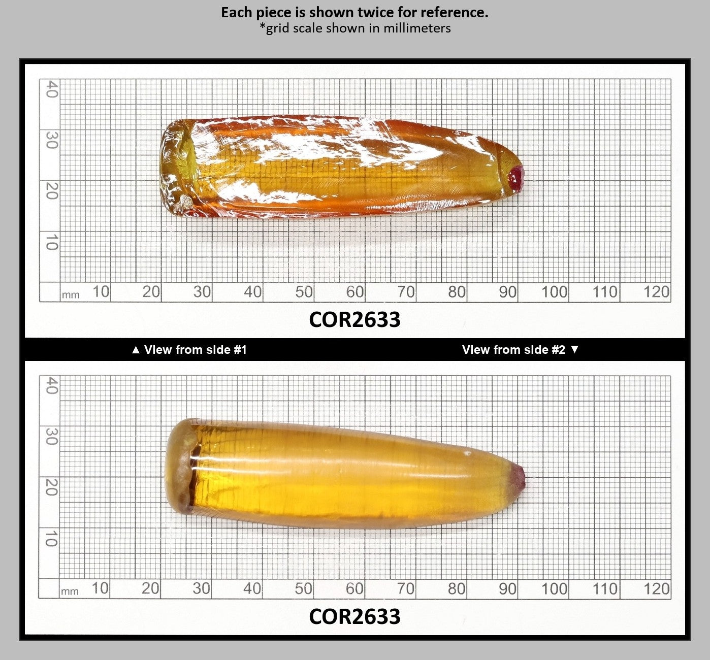 Yellow #21 Lab Created Corundum Sapphire Faceting Rough for Gem Cutting - Various Sizes - Split Boule : COR2633