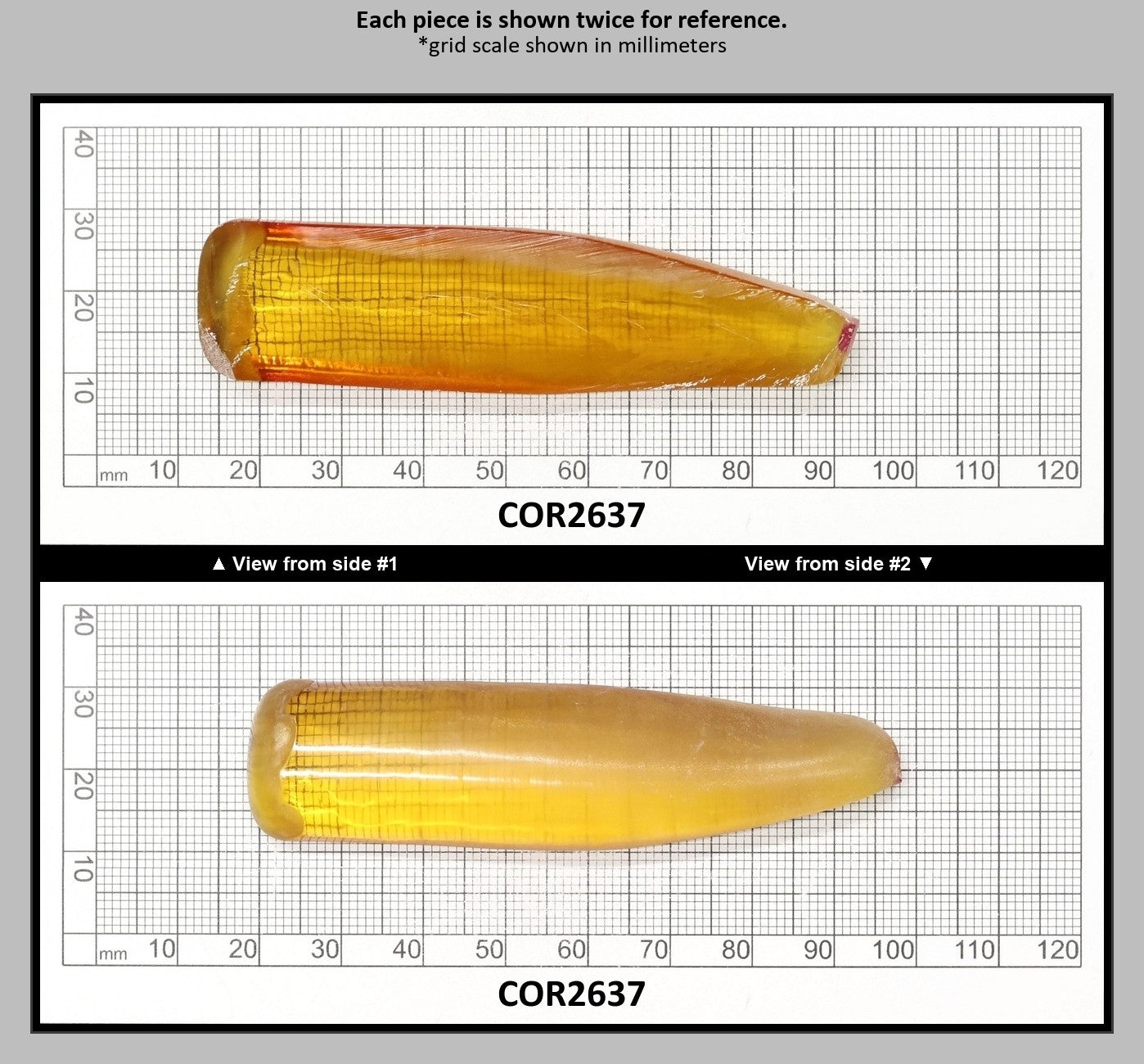 Yellow #21 Lab Created Corundum Sapphire Faceting Rough for Gem Cutting - Various Sizes - Split Boule : COR2637