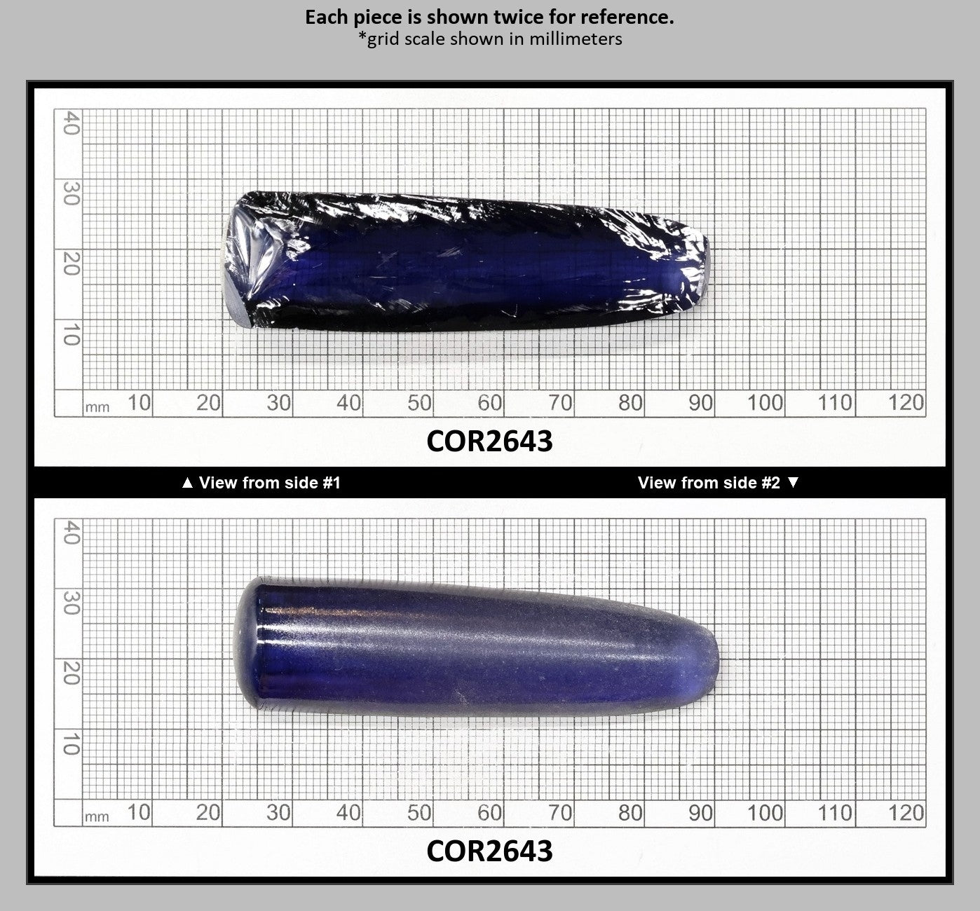 Montana Blue #31 Lab Created Corundum Sapphire Faceting Rough for Gem Cutting - Various Sizes - Split Boule : COR2643
