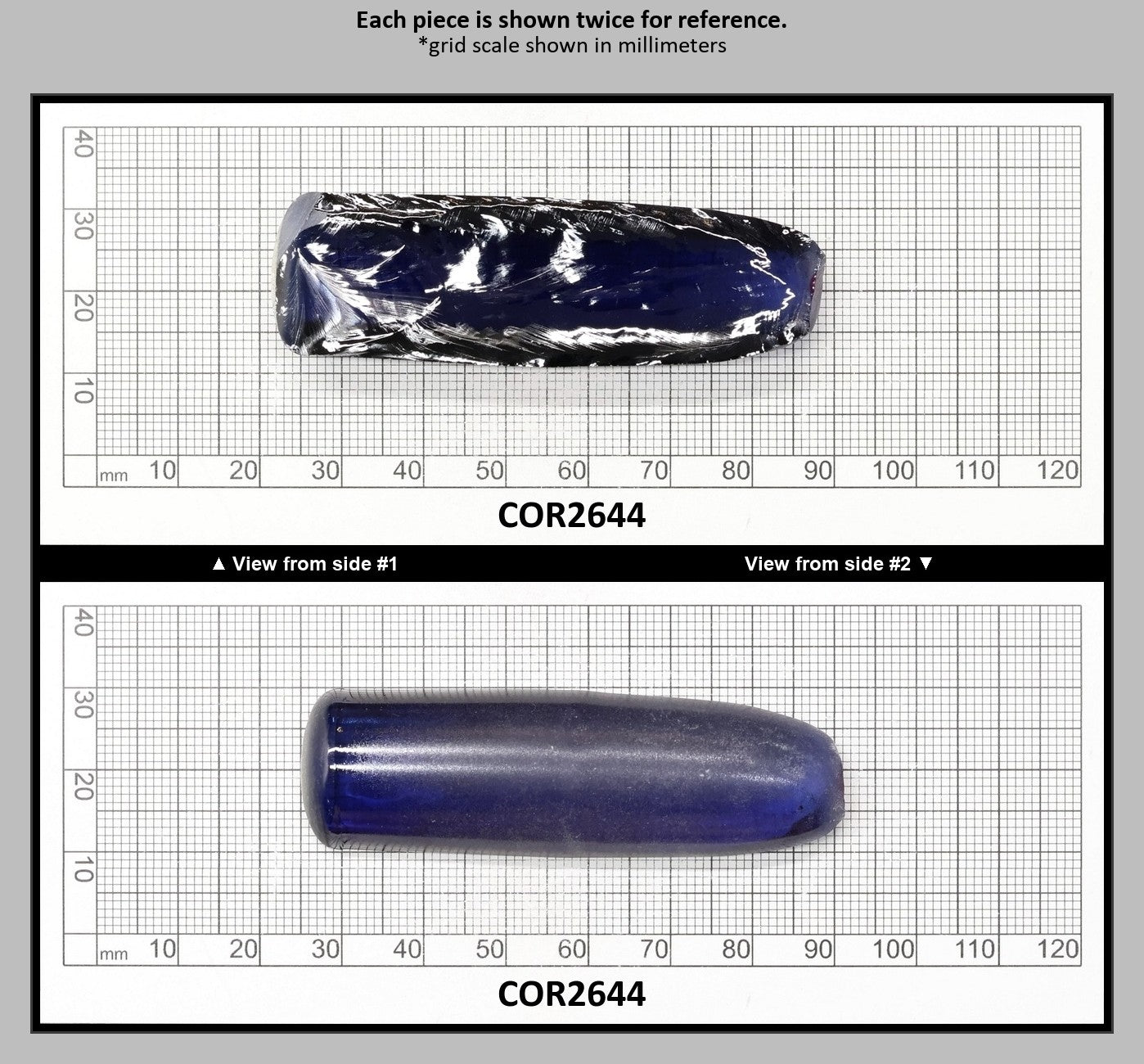 Montana Blue #31 Lab Created Corundum Sapphire Faceting Rough for Gem Cutting - Various Sizes - Split Boule : COR2644