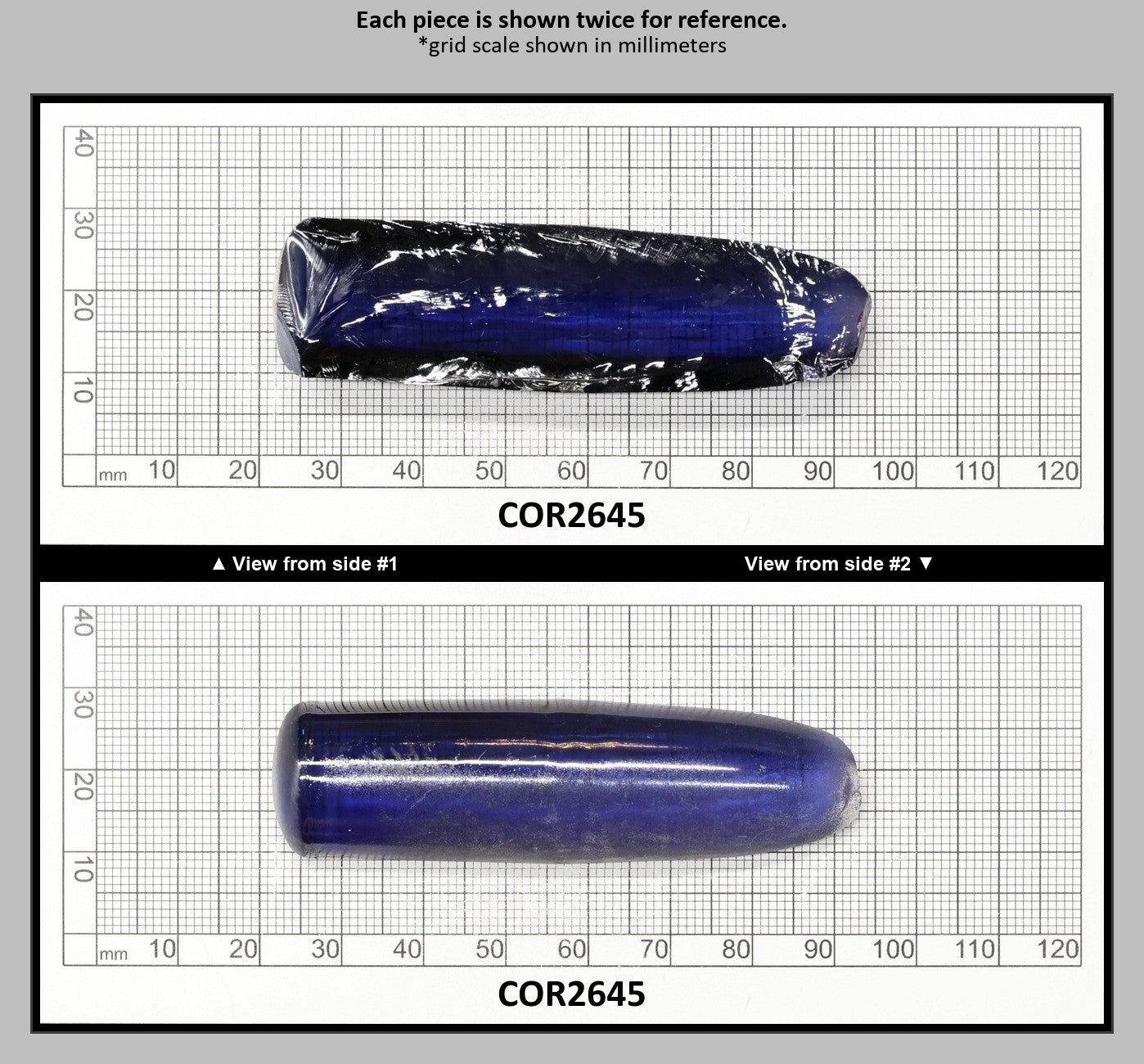 Montana Blue #31 Lab Created Corundum Sapphire Faceting Rough for Gem Cutting - Various Sizes - Split Boule : COR2645