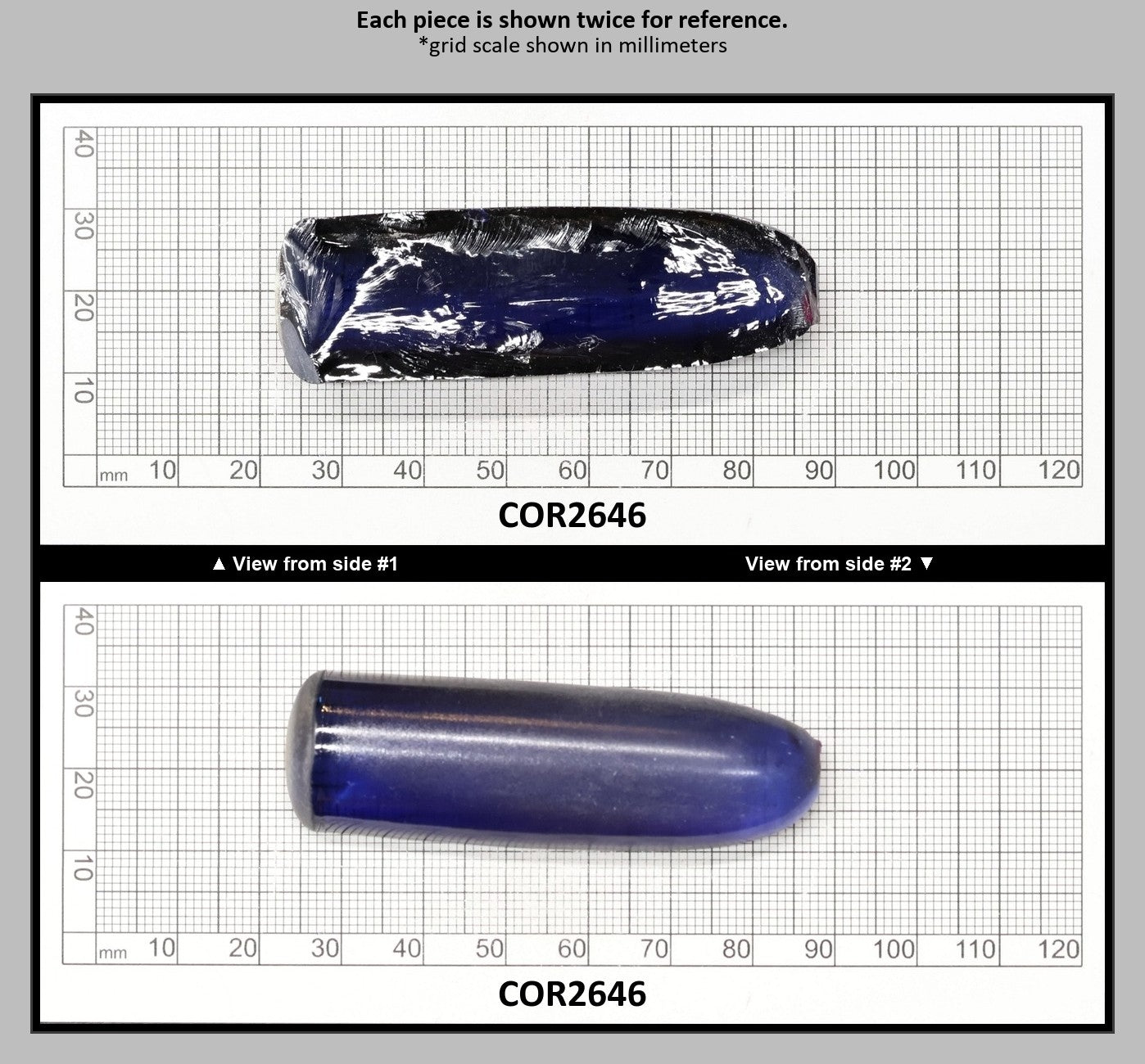 Montana Blue #31 Lab Created Corundum Sapphire Faceting Rough for Gem Cutting - Various Sizes - Split Boule : COR2646