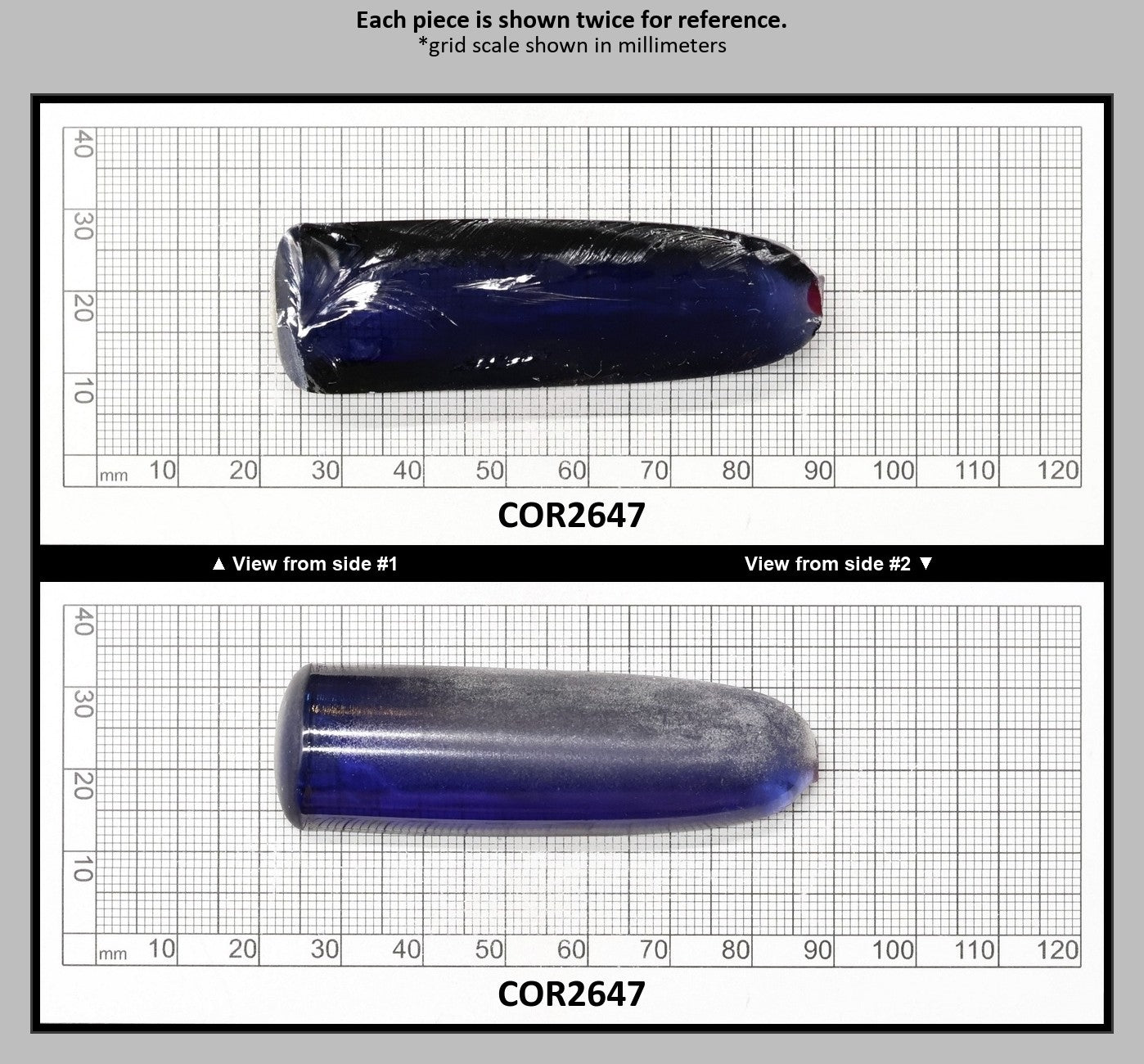 Montana Blue #31 Lab Created Corundum Sapphire Faceting Rough for Gem Cutting - Various Sizes - Split Boule : COR2647
