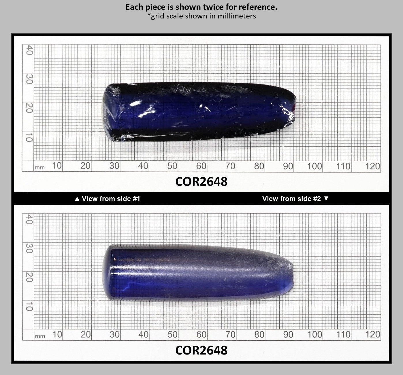 Montana Blue #31 Lab Created Corundum Sapphire Faceting Rough for Gem Cutting - Various Sizes - Split Boule : COR2648