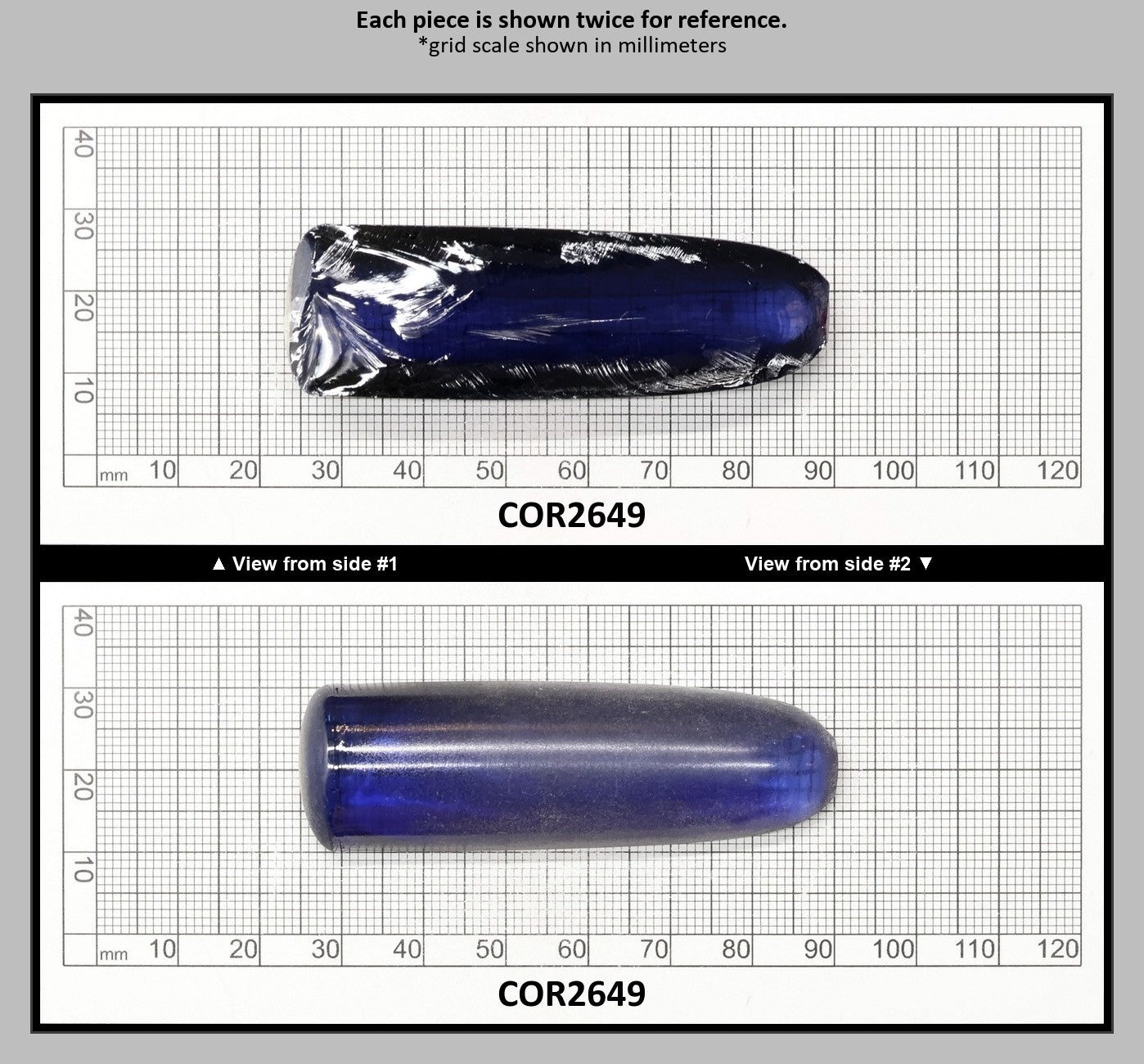 Montana Blue #31 Lab Created Corundum Sapphire Faceting Rough for Gem Cutting - Various Sizes - Split Boule : COR2649