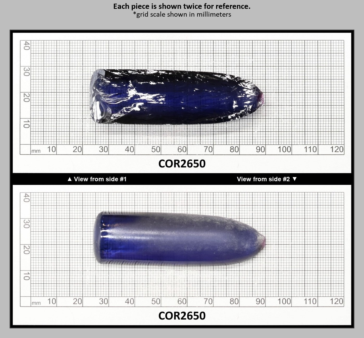 Montana Blue #31 Lab Created Corundum Sapphire Faceting Rough for Gem Cutting - Various Sizes - Split Boule : COR2650