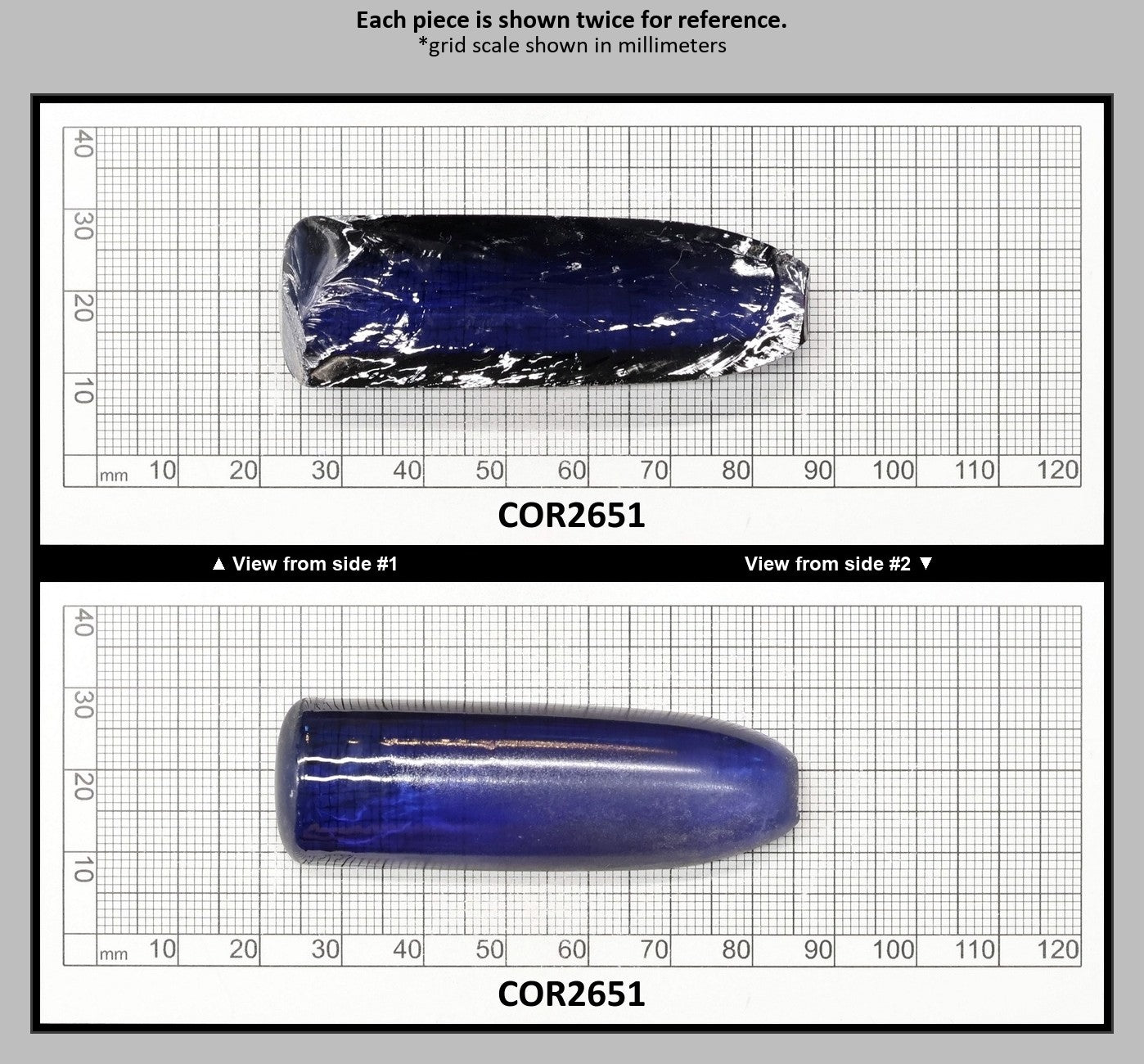 Montana Blue #31 Lab Created Corundum Sapphire Faceting Rough for Gem Cutting - Various Sizes - Split Boule : COR2651
