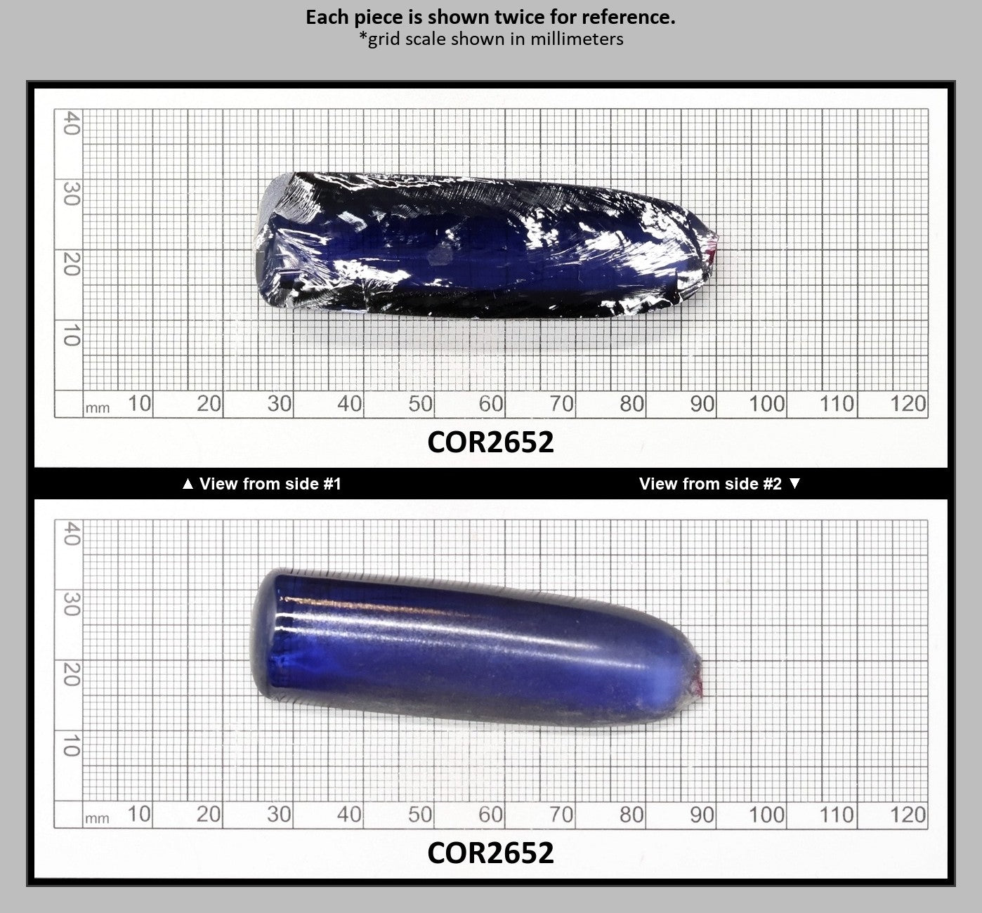 Montana Blue #31 Lab Created Corundum Sapphire Faceting Rough for Gem Cutting - Various Sizes - Split Boule : COR2652
