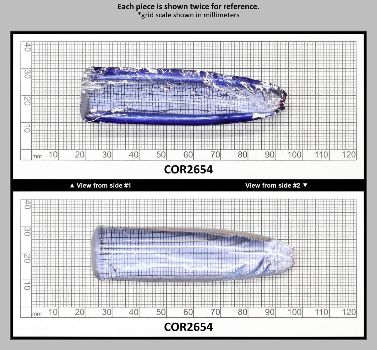 Blue Topaz #30 Lab Created Corundum Sapphire Faceting Rough for Gem Cutting - Various Sizes - Split Boule : COR2654
