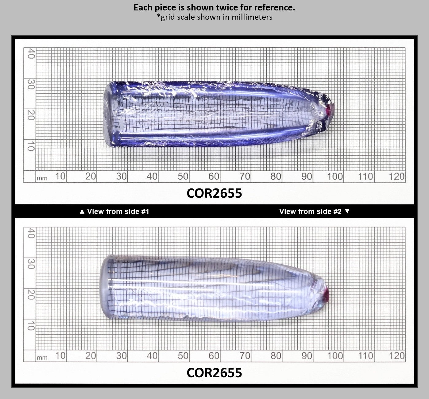 Blue Topaz #30 Lab Created Corundum Sapphire Faceting Rough for Gem Cutting - Various Sizes - Split Boule : COR2655