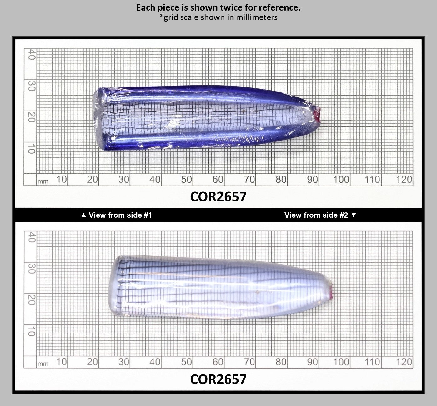 Blue Topaz #30 Lab Created Corundum Sapphire Faceting Rough for Gem Cutting - Various Sizes - Split Boule : COR2657