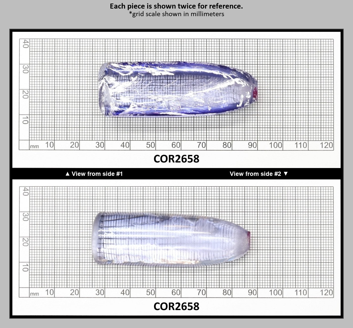 Blue Topaz #30 Lab Created Corundum Sapphire Faceting Rough for Gem Cutting - Various Sizes - Split Boule : COR2658