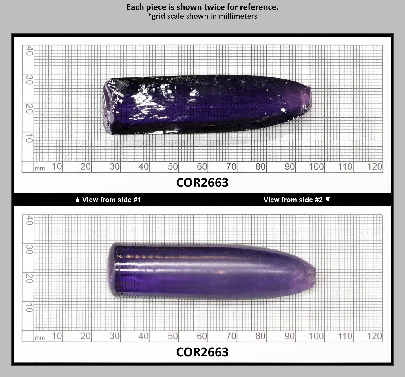 Purple Kunzite #60 Lab Created Corundum Sapphire Faceting Rough for Gem Cutting - Various Sizes - Split Boule : COR2663