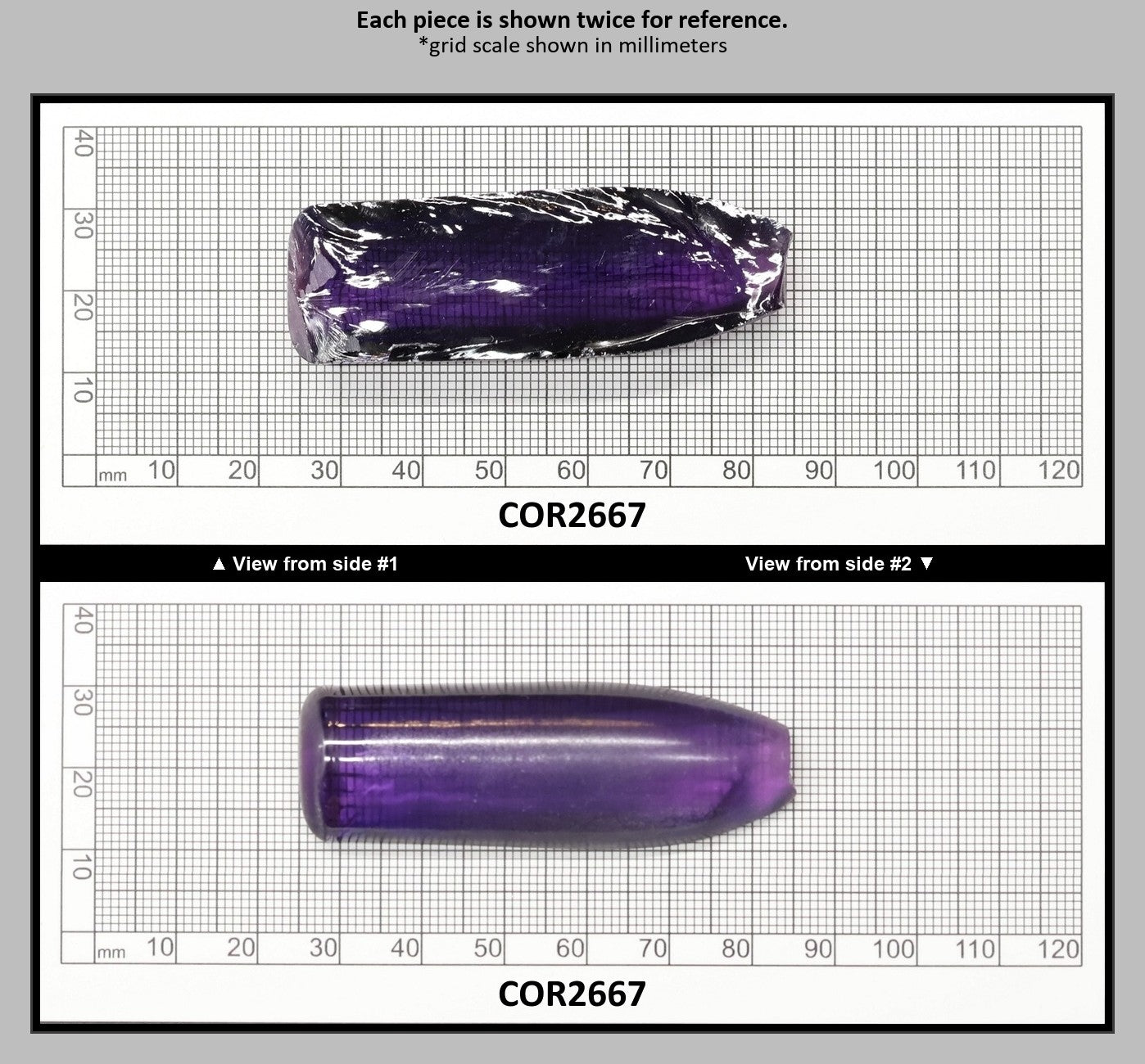 Purple Kunzite #60 Lab Created Corundum Sapphire Faceting Rough for Gem Cutting - Various Sizes - Split Boule : COR2667