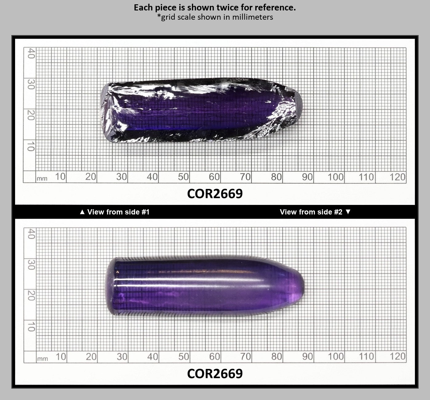 Purple Kunzite #60 Lab Created Corundum Sapphire Faceting Rough for Gem Cutting - Various Sizes - Split Boule : COR2669