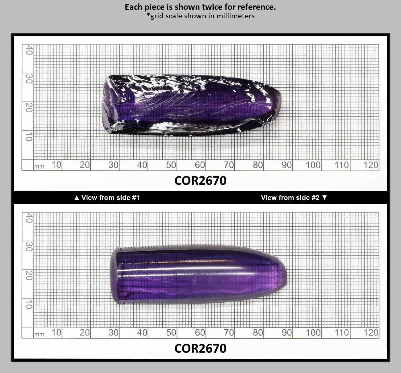 Purple Kunzite #60 Lab Created Corundum Sapphire Faceting Rough for Gem Cutting - Various Sizes - Split Boule : COR2670