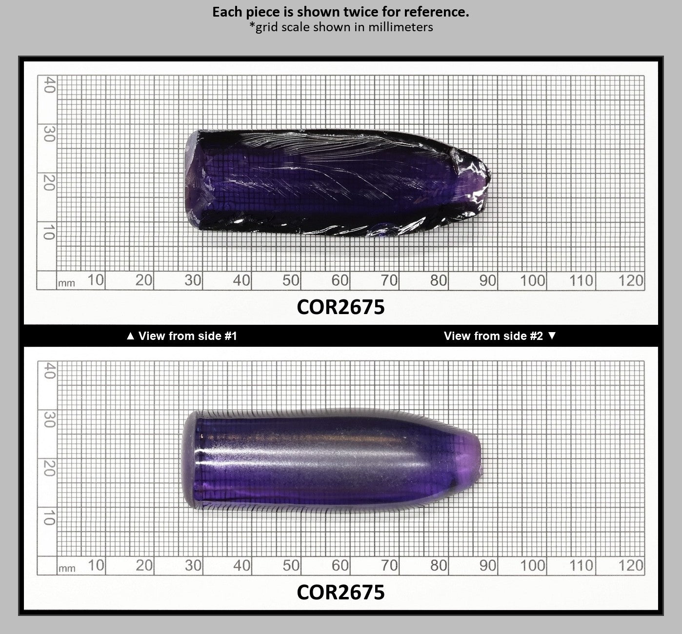 Dark Purple Kunzite #61 Lab Created Corundum Sapphire Faceting Rough for Gem Cutting - Various Sizes - Split Boule : COR2675