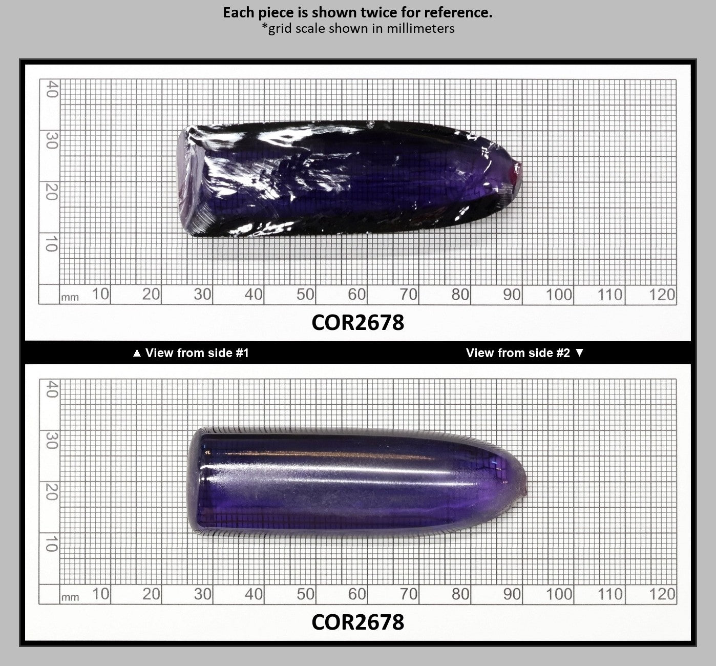 Dark Purple Kunzite #61 Lab Created Corundum Sapphire Faceting Rough for Gem Cutting - Various Sizes - Split Boule : COR2678
