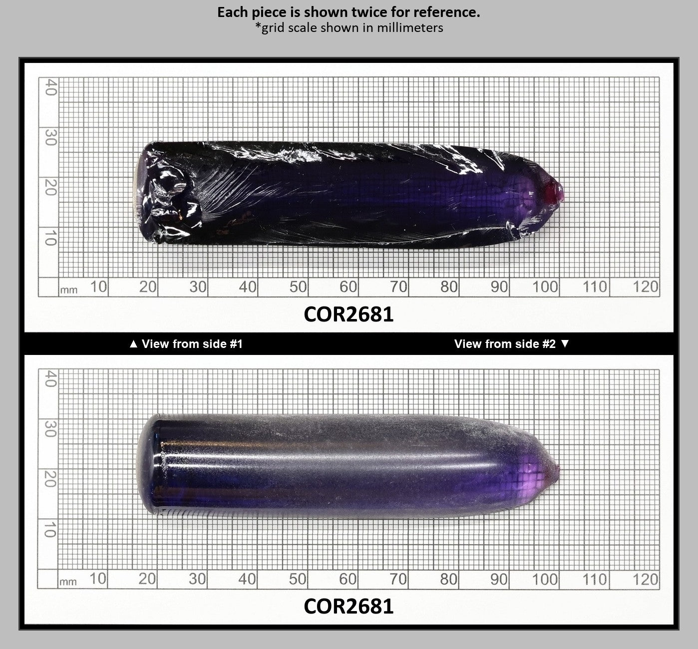 Dark Purple Kunzite #61 Lab Created Corundum Sapphire Faceting Rough for Gem Cutting - Various Sizes - Split Boule : COR2681