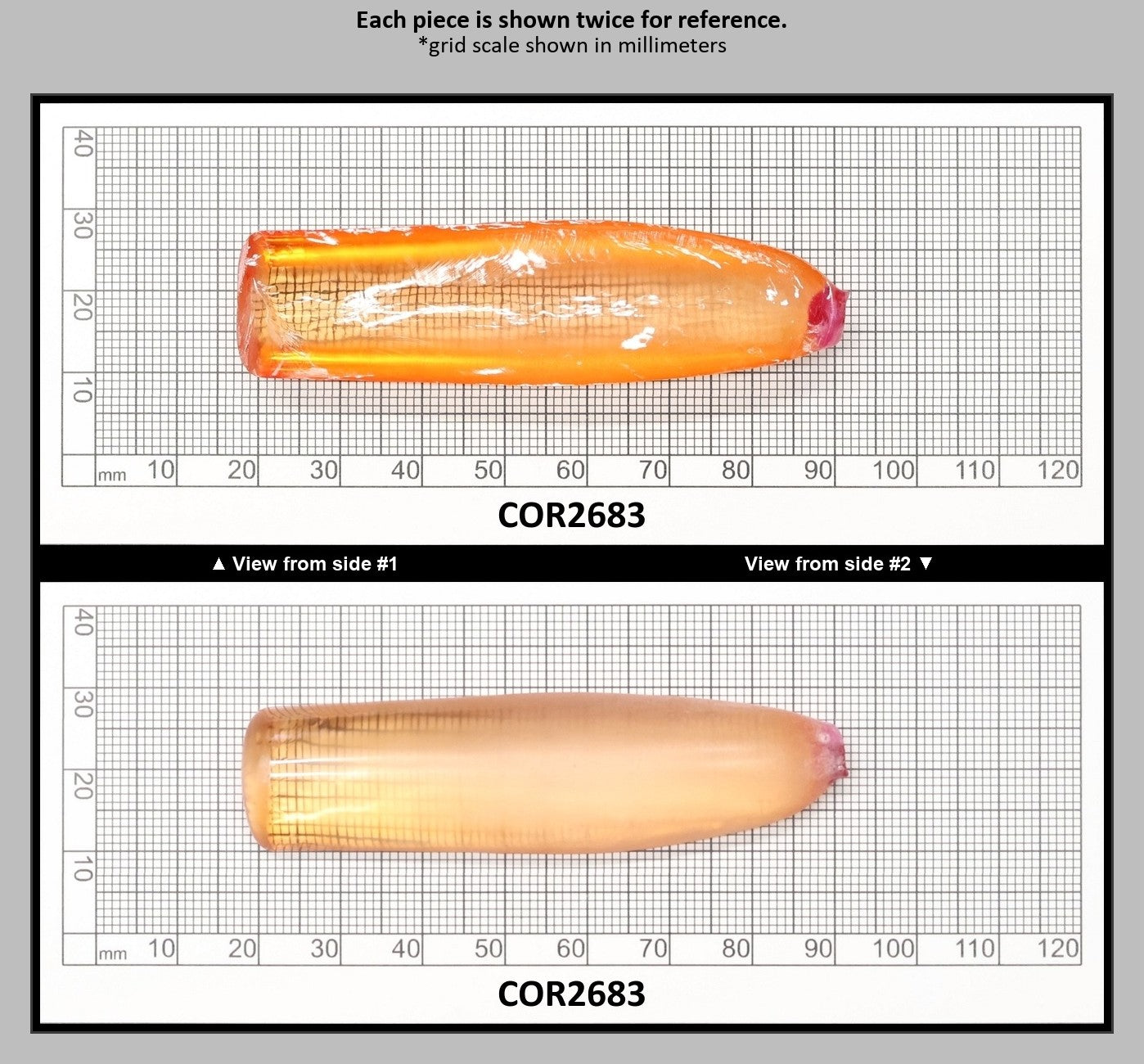 Sunrise #16 Lab Created Corundum Sapphire Faceting Rough for Gem Cutting - Various Sizes - Split Boule : COR2683