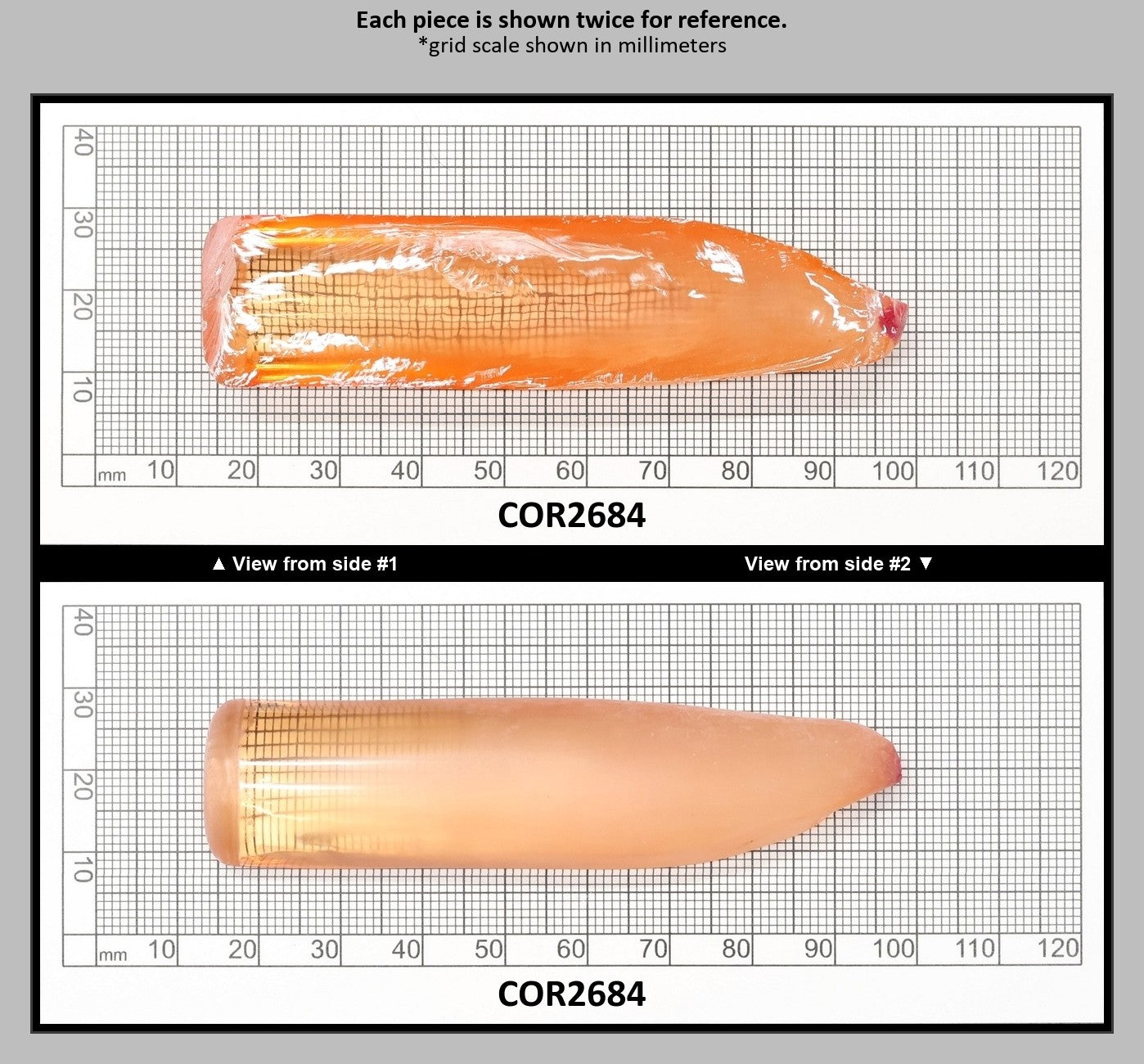 Sunrise #16 Lab Created Corundum Sapphire Faceting Rough for Gem Cutting - Various Sizes - Split Boule : COR2684