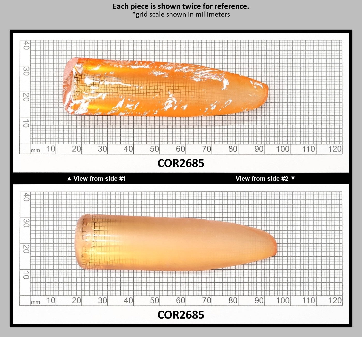 Sunrise #16 Lab Created Corundum Sapphire Faceting Rough for Gem Cutting - Various Sizes - Split Boule : COR2685