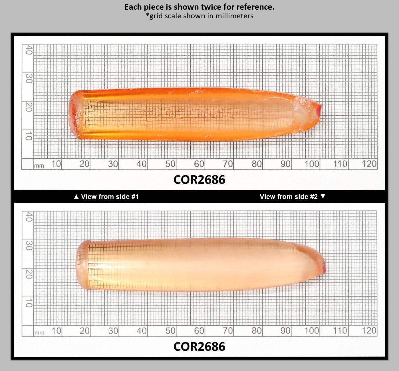 Sunrise #16 Lab Created Corundum Sapphire Faceting Rough for Gem Cutting - Various Sizes - Split Boule : COR2686