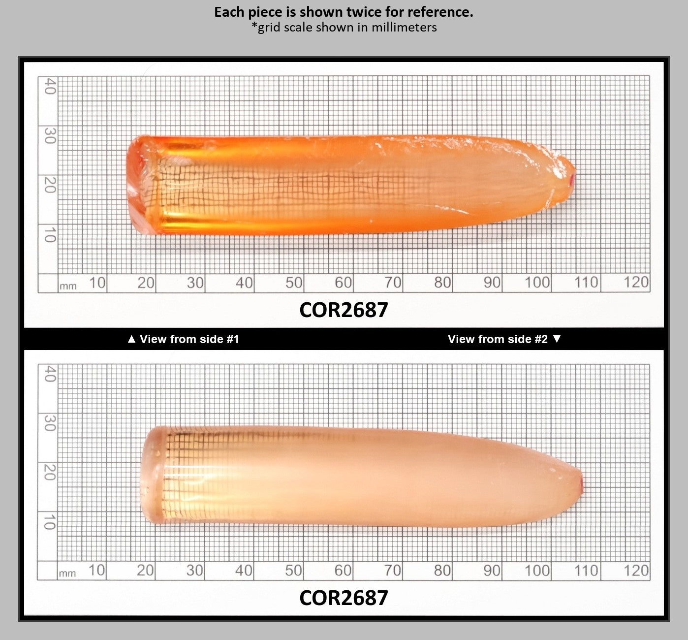 Sunrise #16 Lab Created Corundum Sapphire Faceting Rough for Gem Cutting - Various Sizes - Split Boule : COR2687
