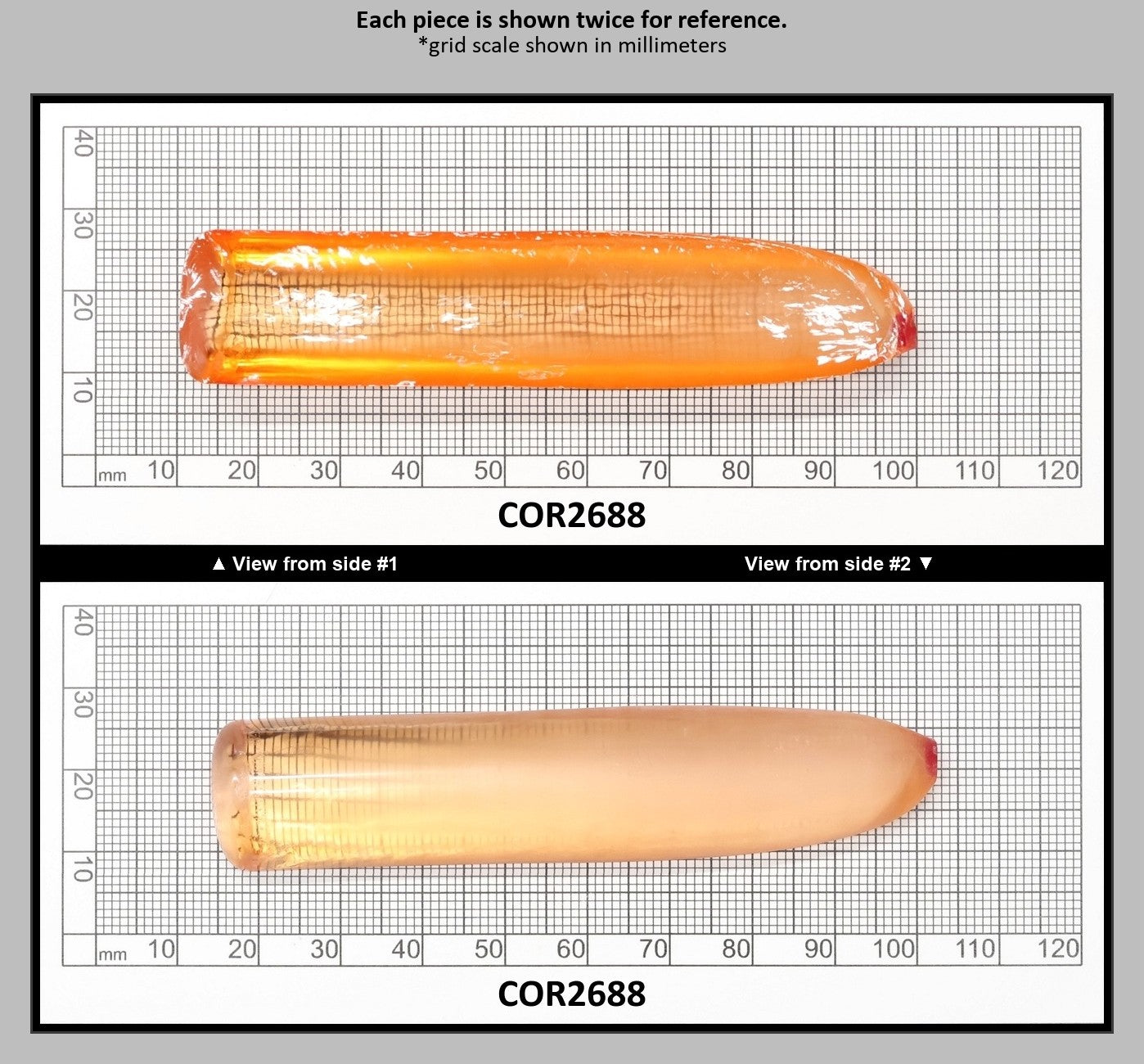 Sunrise #16 Lab Created Corundum Sapphire Faceting Rough for Gem Cutting - Various Sizes - Split Boule : COR2688