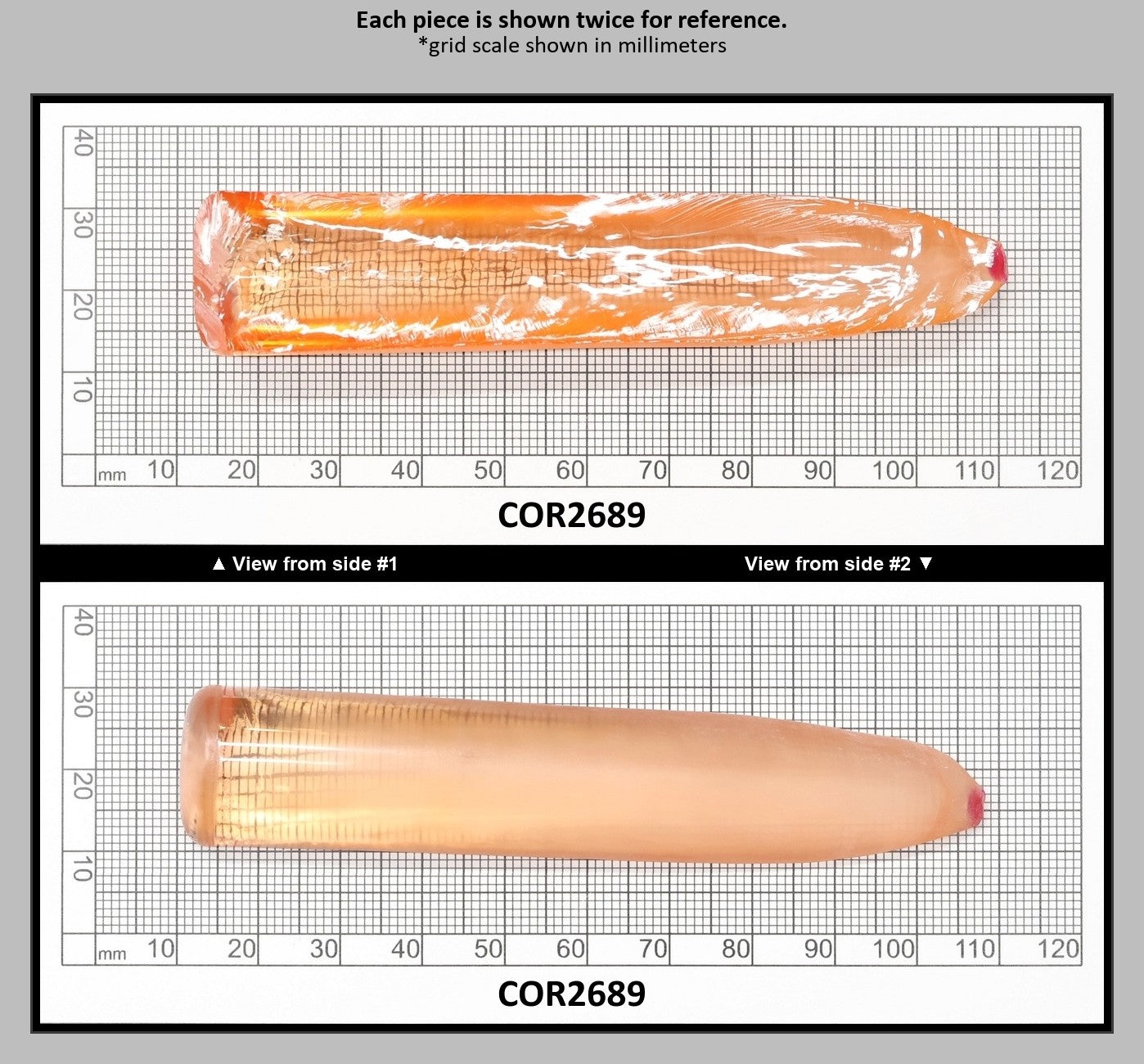 Sunrise #16 Lab Created Corundum Sapphire Faceting Rough for Gem Cutting - Various Sizes - Split Boule : COR2689