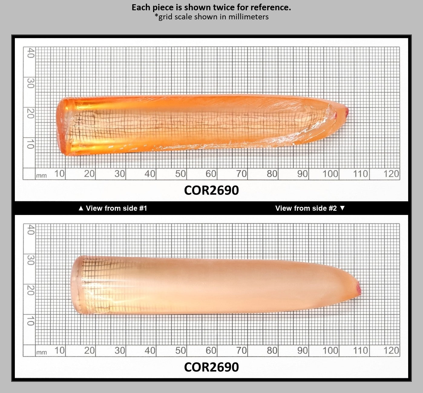 Sunrise #16 Lab Created Corundum Sapphire Faceting Rough for Gem Cutting - Various Sizes - Split Boule : COR2690