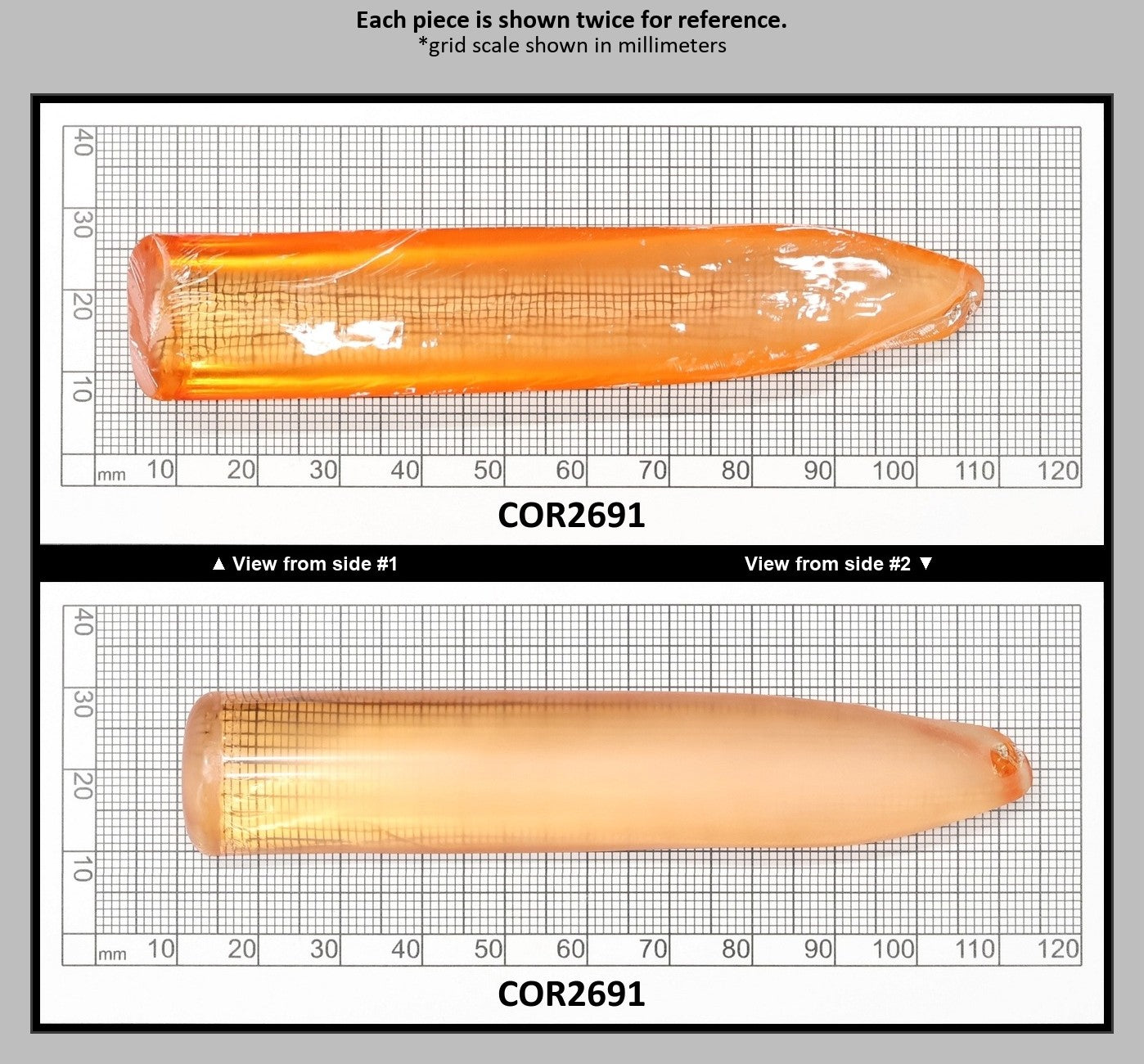 Sunrise #16 Lab Created Corundum Sapphire Faceting Rough for Gem Cutting - Various Sizes - Split Boule : COR2691