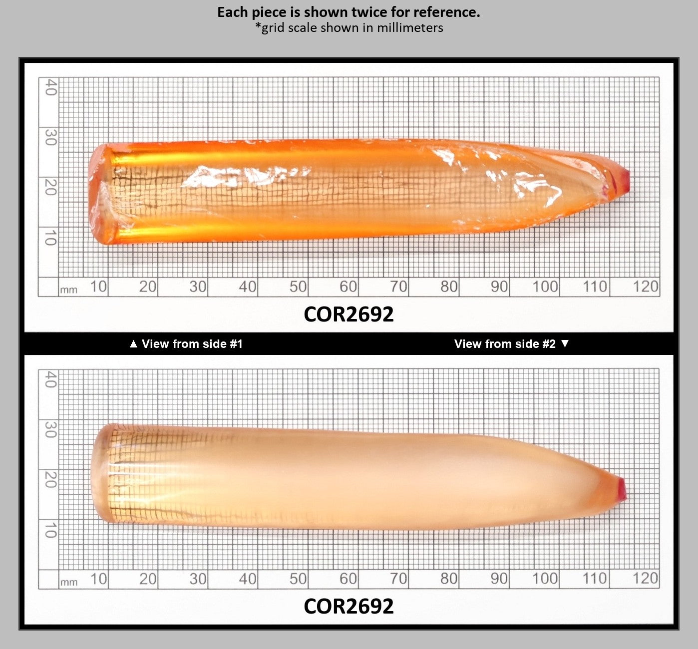 Sunrise #16 Lab Created Corundum Sapphire Faceting Rough for Gem Cutting - Various Sizes - Split Boule : COR2692