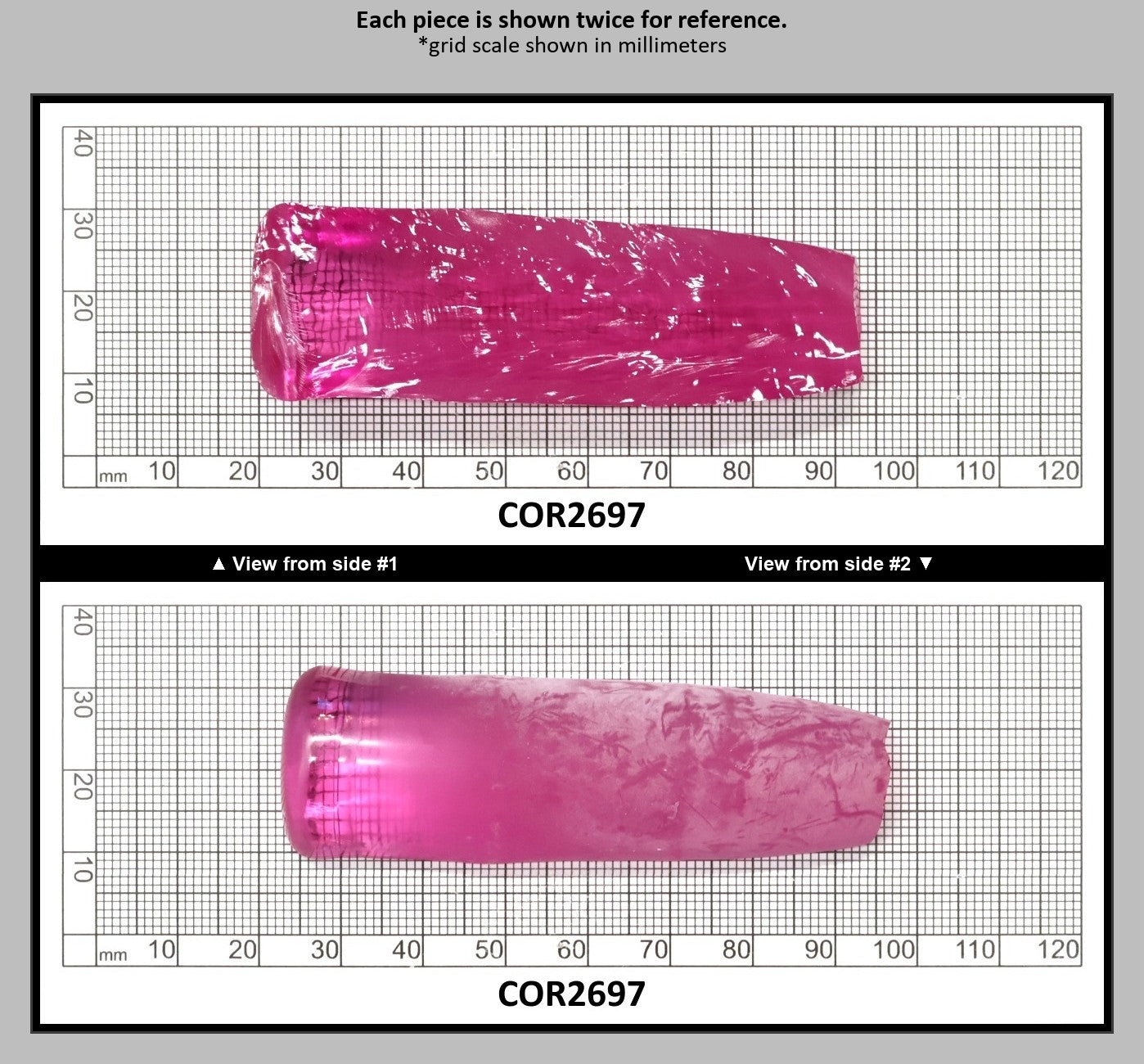 Light Bright Pink #2 Lab Created Corundum Sapphire Faceting Rough for Gem Cutting - Various Sizes - Split Boule : COR2697