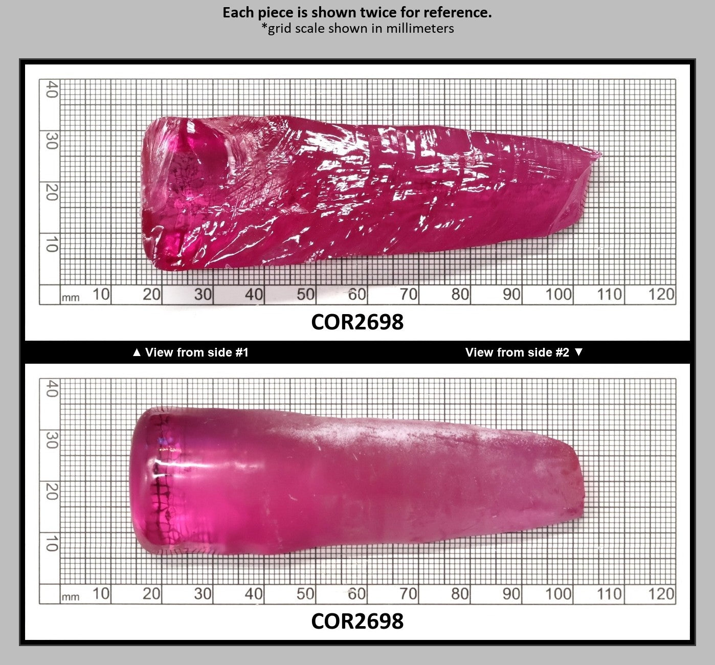 Light Bright Pink #2 Lab Created Corundum Sapphire Faceting Rough for Gem Cutting - Various Sizes - Split Boule : COR2698