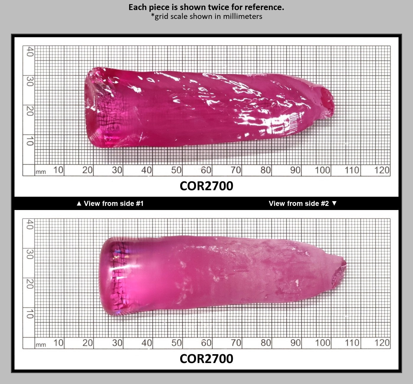 Light Bright Pink #2 Lab Created Corundum Sapphire Faceting Rough for Gem Cutting - Various Sizes - Split Boule : COR2700